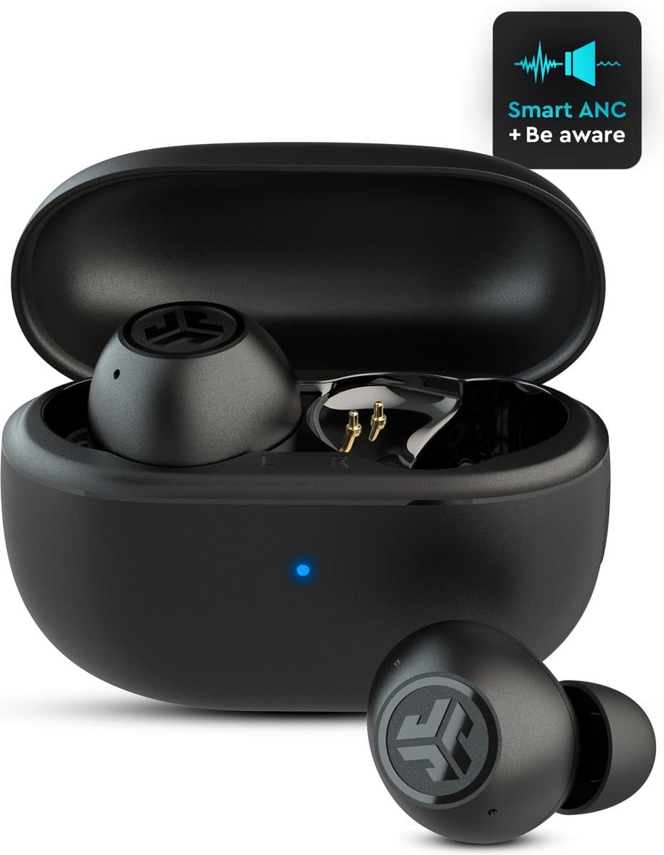 JLab Go POP ANC Draadloze Oordopjes - Noise Cancelling Oortjes - Bluetooth Multipoint - 24 uur Speeltijd - Met Microfoon - Draadloos - Geschikt voor Android en Apple - Zwart