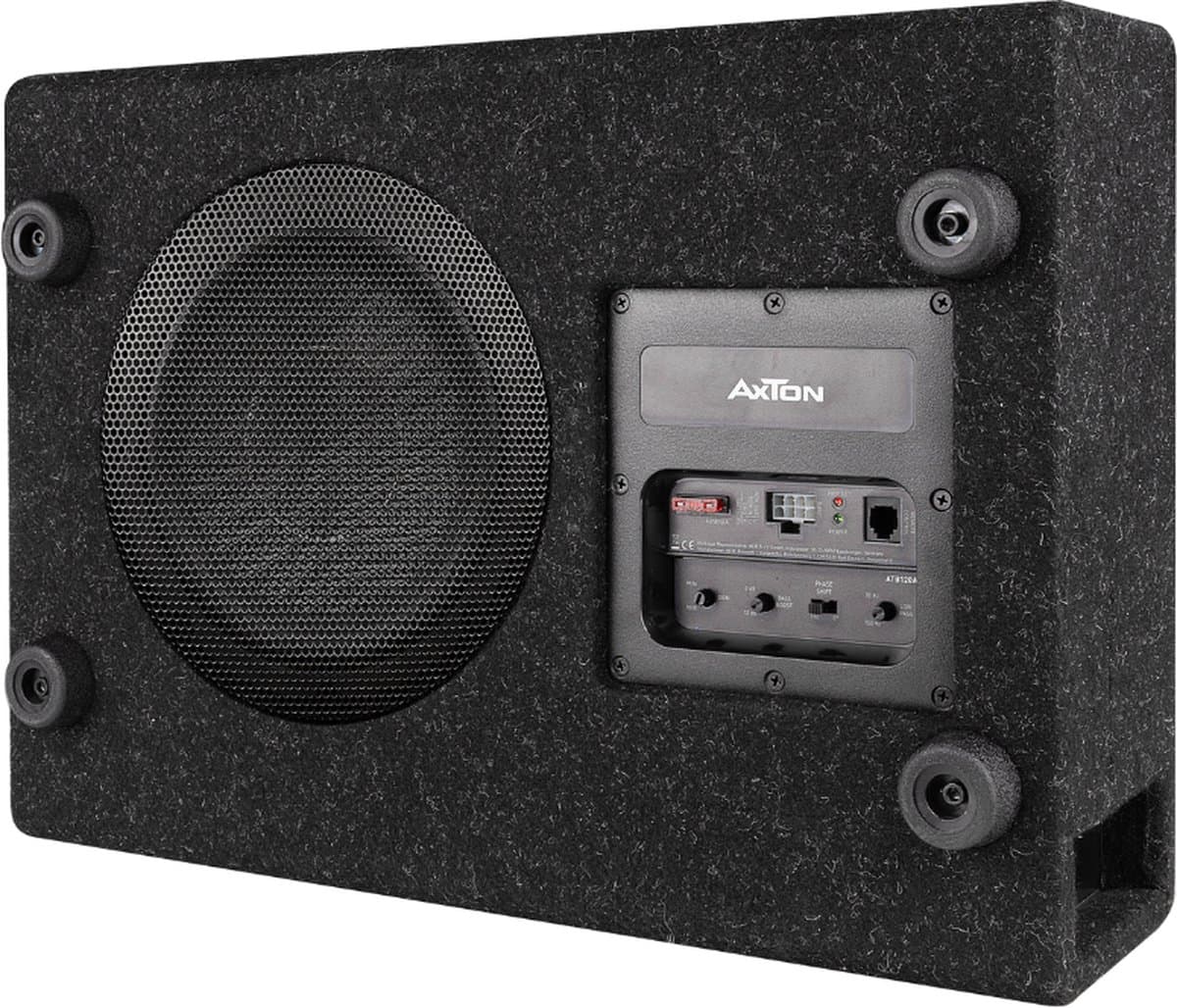 AXTON ATB120A - Autosubwoofer - Actieve subwoofer - 8 inch - 20cm - 100 Watt RMS ingebouwde versterker - Platte behuizing - kist