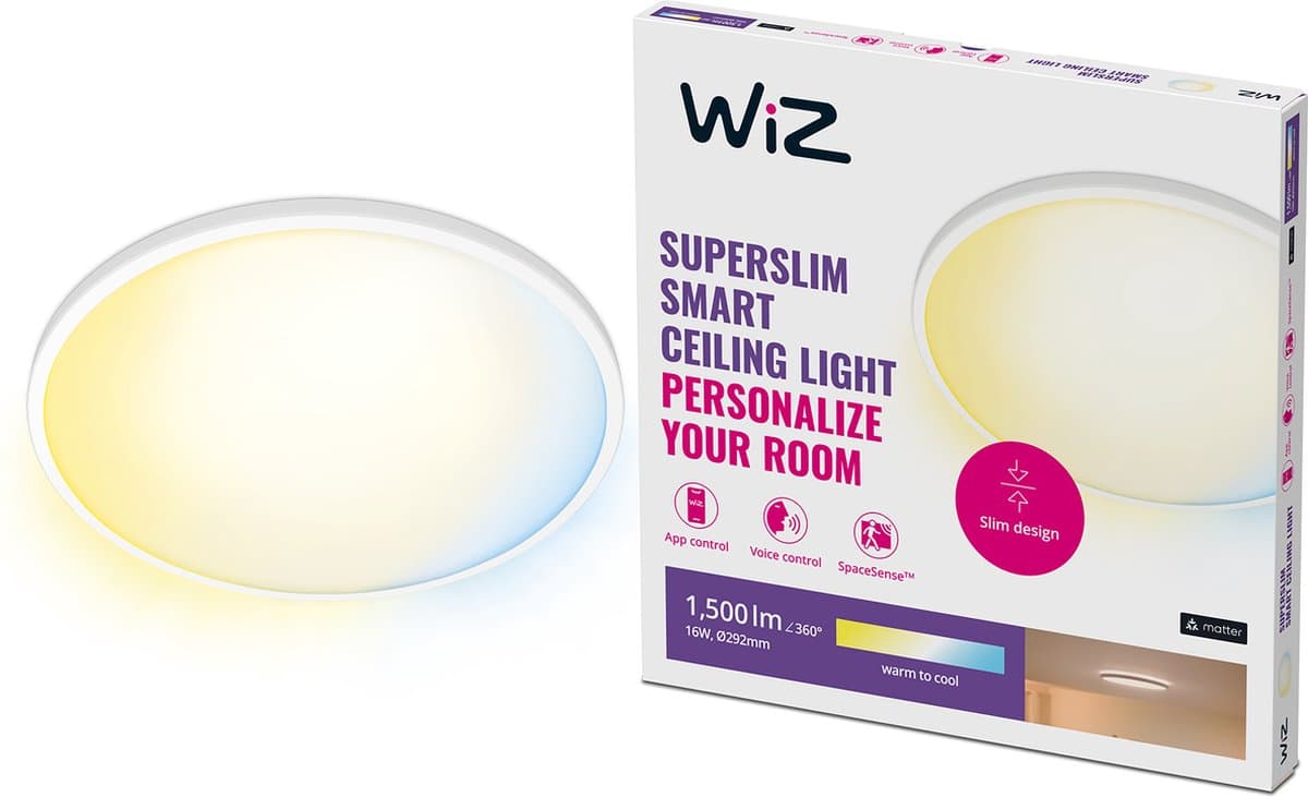 WiZ Plafondlamp SuperSlim - alle tinten wit licht - Wit