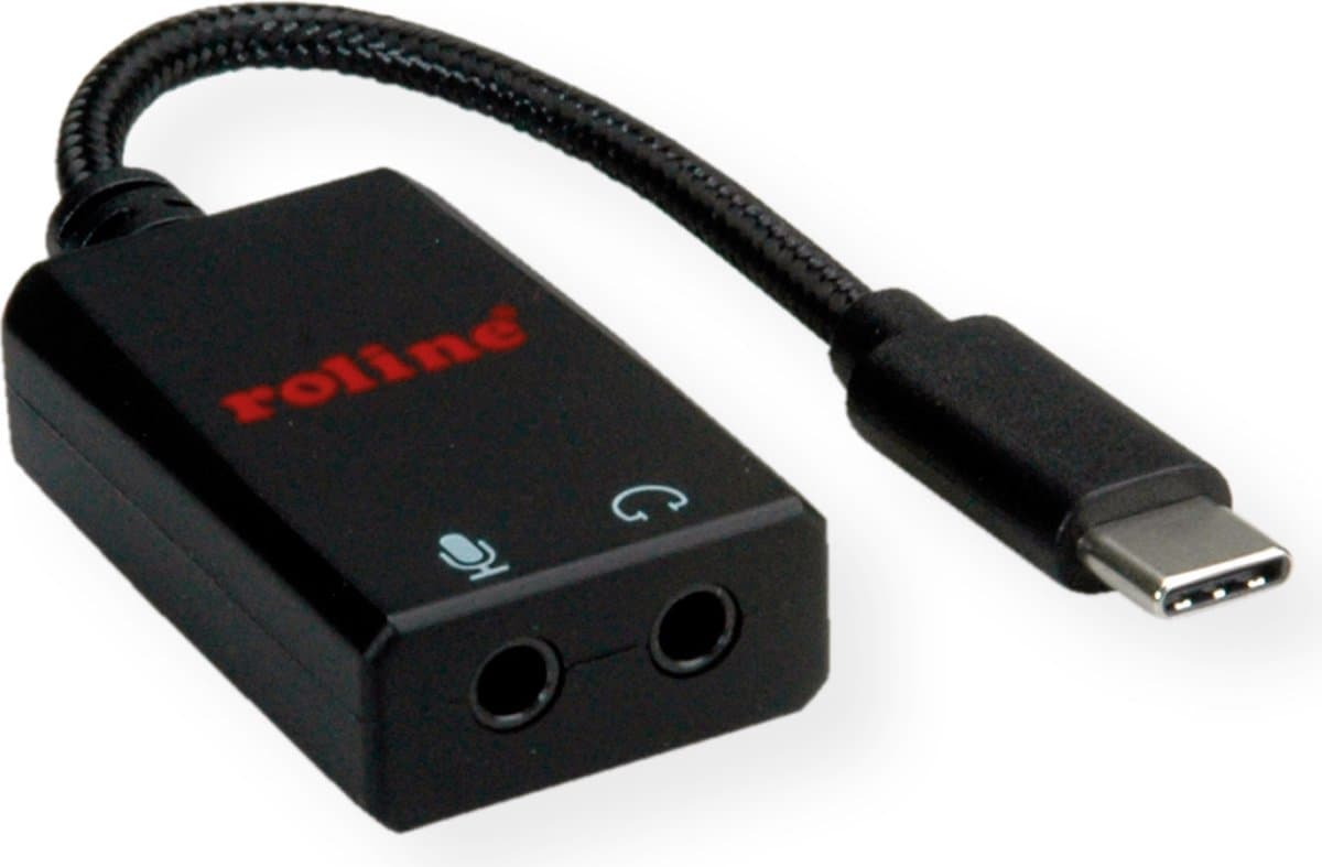 ROLINE Adapter USB Type C - 2x 3.5mm audio, Male/Female, 0,13 m
