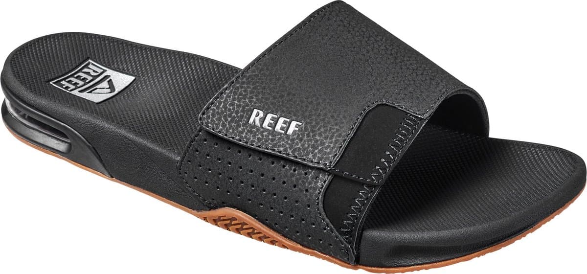 Reef Fanning Slideblack/Silver Heren Slippers - Zwart/Zilver - Maat 40