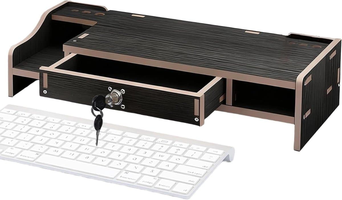 Monitor Verhoger - Bureau Organizer - Werkplek Optimalisatie - Met Lade - 48.8 cm - Zwart