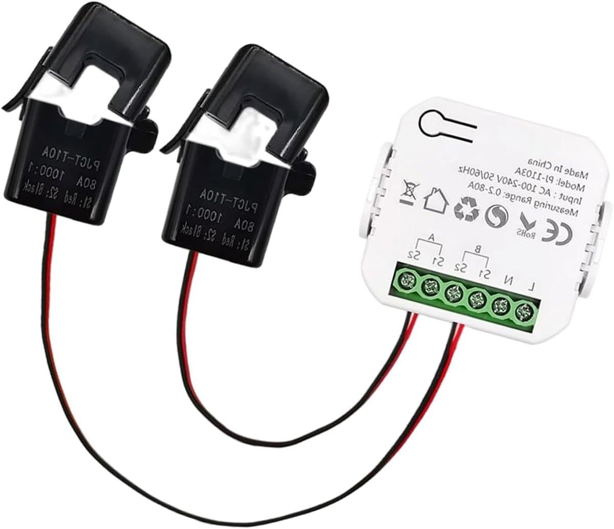 Stroom Meter - Energie Monitor - Energie Verbruik - WiFi Connectie - 35mm Rail - Wit