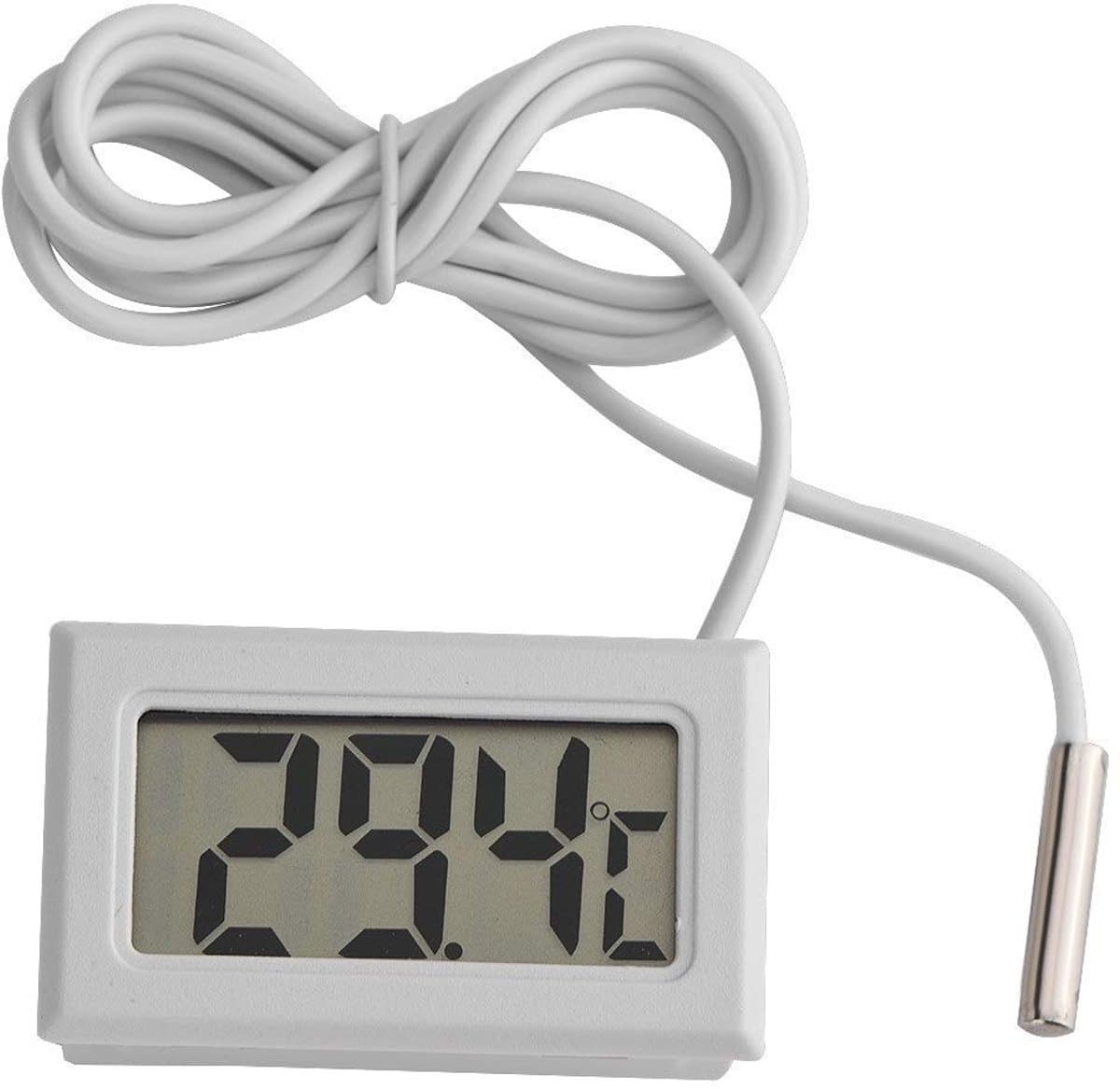 Shopcentral - Digitale mini-lcd-thermometer - Temperatuurmonitor - Waterdicht - Wit - Aquariumthermometer - Geschikt voor koelruimtes - Vistank