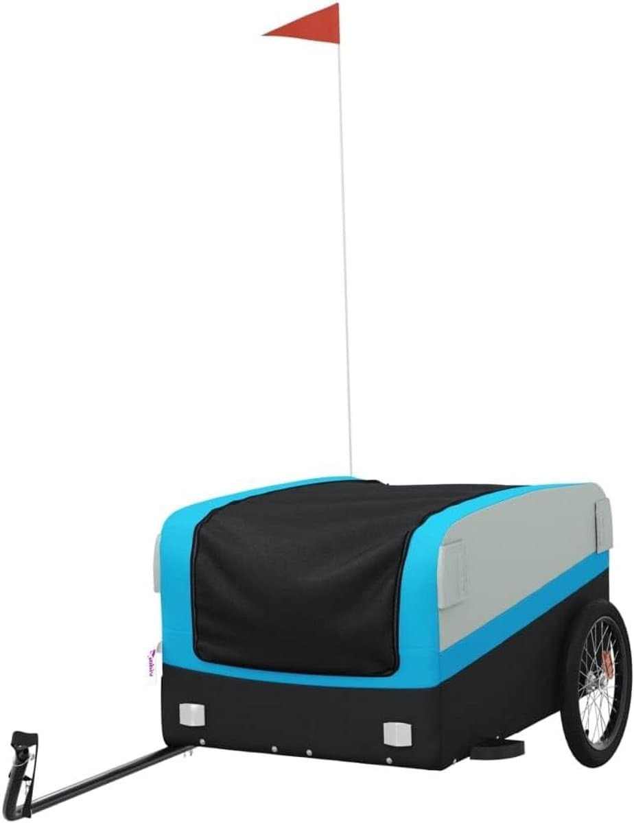 Fietstrailer - Fietskar Transportkar - Goederen Vervoeren - Stevig IJzeren Frame - 137 x 69 x 59 cm - Zwart Blauw