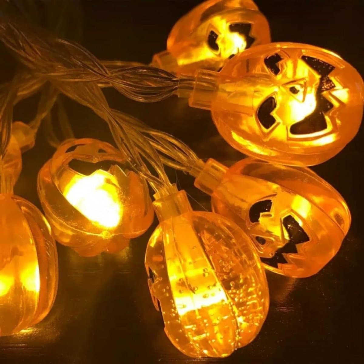 Pompoen Lampjes - Halloween Verlichting - Sfeervol Versieren - Batterij Aangedreven - 10 Lampjes - Oranje