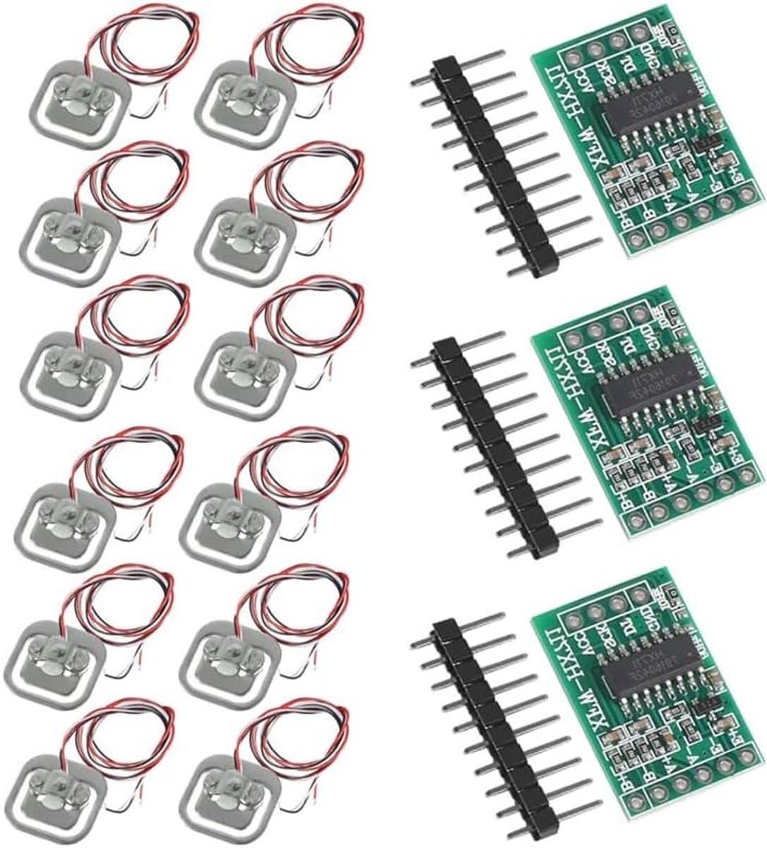 12 Stuks Half Bridge Weegcel 50kg met 3 HX711 Modules voor Arduino Microcontroller DIY Projecten en Sensoren