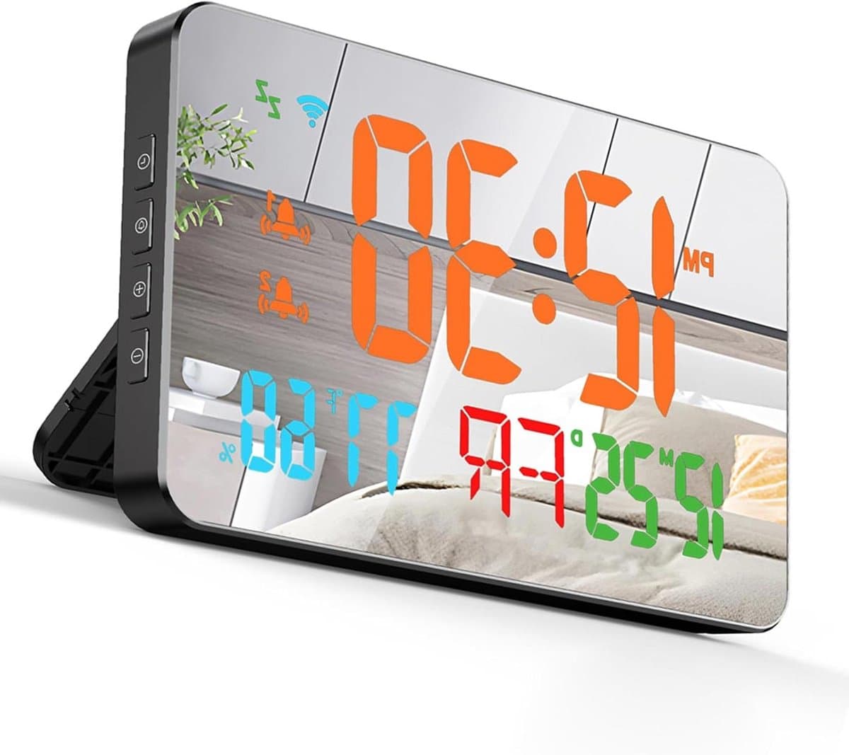 Digitale Wifi Klok - Slimme Wekker - Omgeving Monitoren - Automatische Wifi Kalibratie - 19 x 12 cm - Oranje