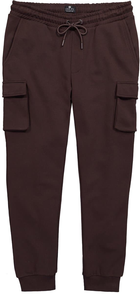 JAY-PI - Heren - Cargosweatpants fitness elastische tailleband - Donkerbruin - Maat 4XL