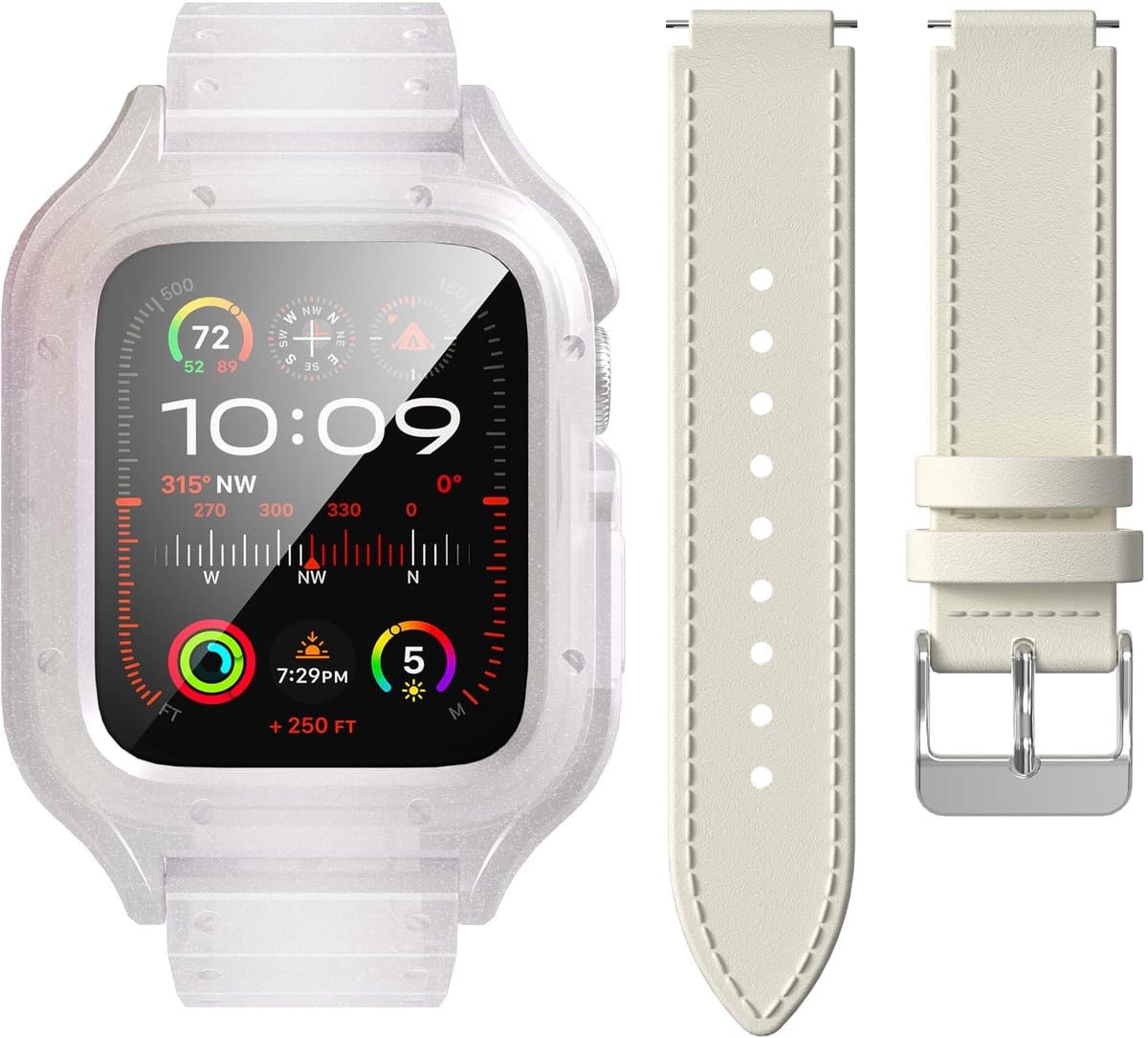 Jhubersproducts - Apple Watch Series 6/5/4/SE 44mm/45mm - Schermbeschermer - Leer Band - HD Krasbestendigheid - Perfecte Bescherming - Geschikt voor A