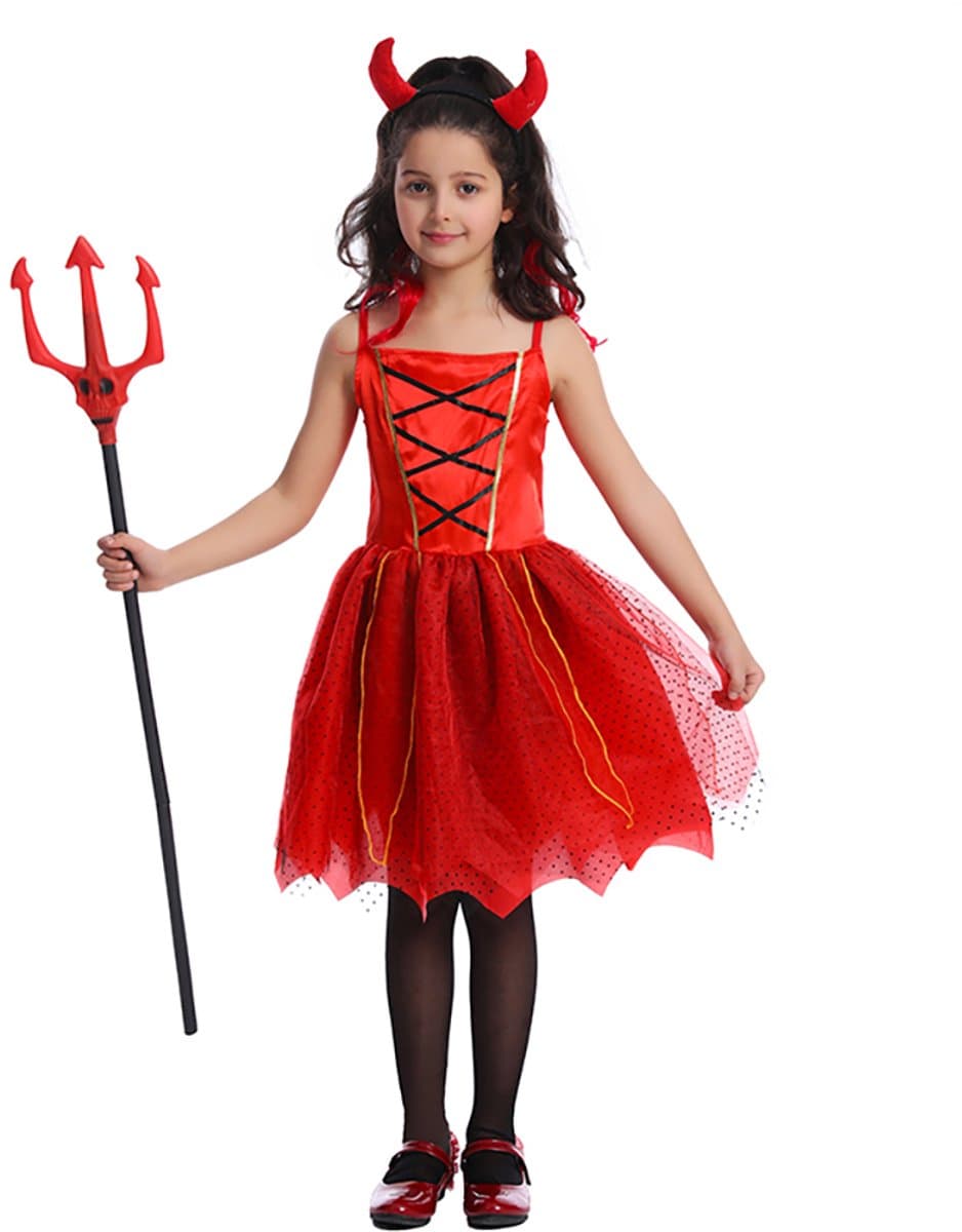 Duivel Kostuum Kind - Halloween & Carnaval - Meisje - 7-9 Jaar