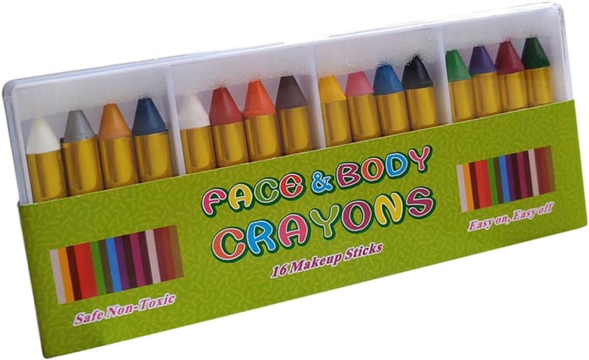 Gezichtsverf Potloden - Schmink Stokjes - Feest Make-up - Afwasbaar en Huidvriendelijk - 16 Kleuren Set