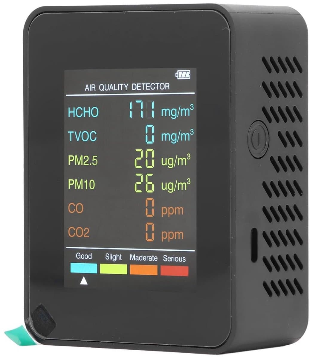 Luchtkwaliteit Monitor - CO2 Detector - Binnenhuis Meten - Multisensor Technologie - 13.9 x 9.8 x 4.8 cm - Zwart