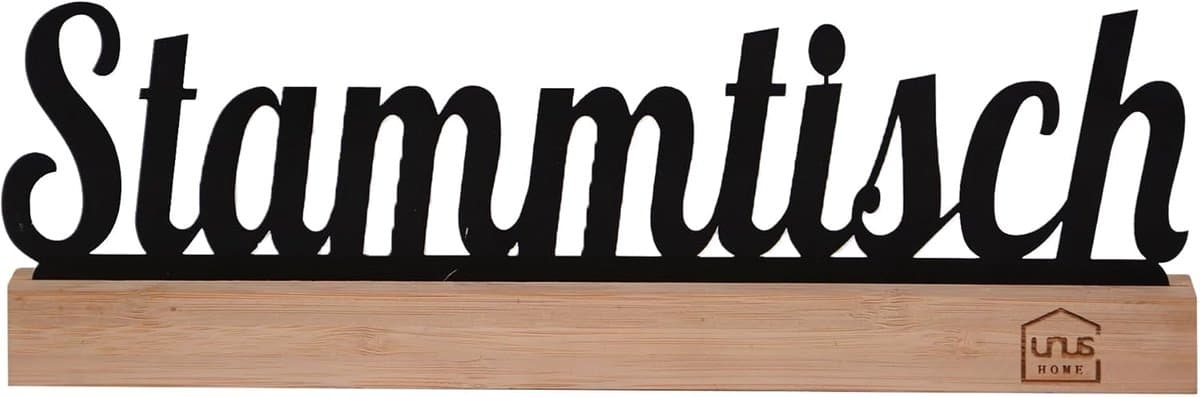 Decoratieve Belettering - Tekst Standaard - Woonkamer Decoratie - Metaal met Bamboe - Zwart