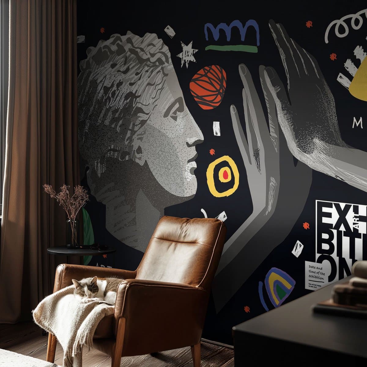 Coloray Vliesbehang - Zwart Snellijm Behang - 104x70 cm - Een Kleurrijke Tentoonstelling Muurschildering - Slaapkamer behang Deel - Fotobehang Vlies - Slaapkamer behang