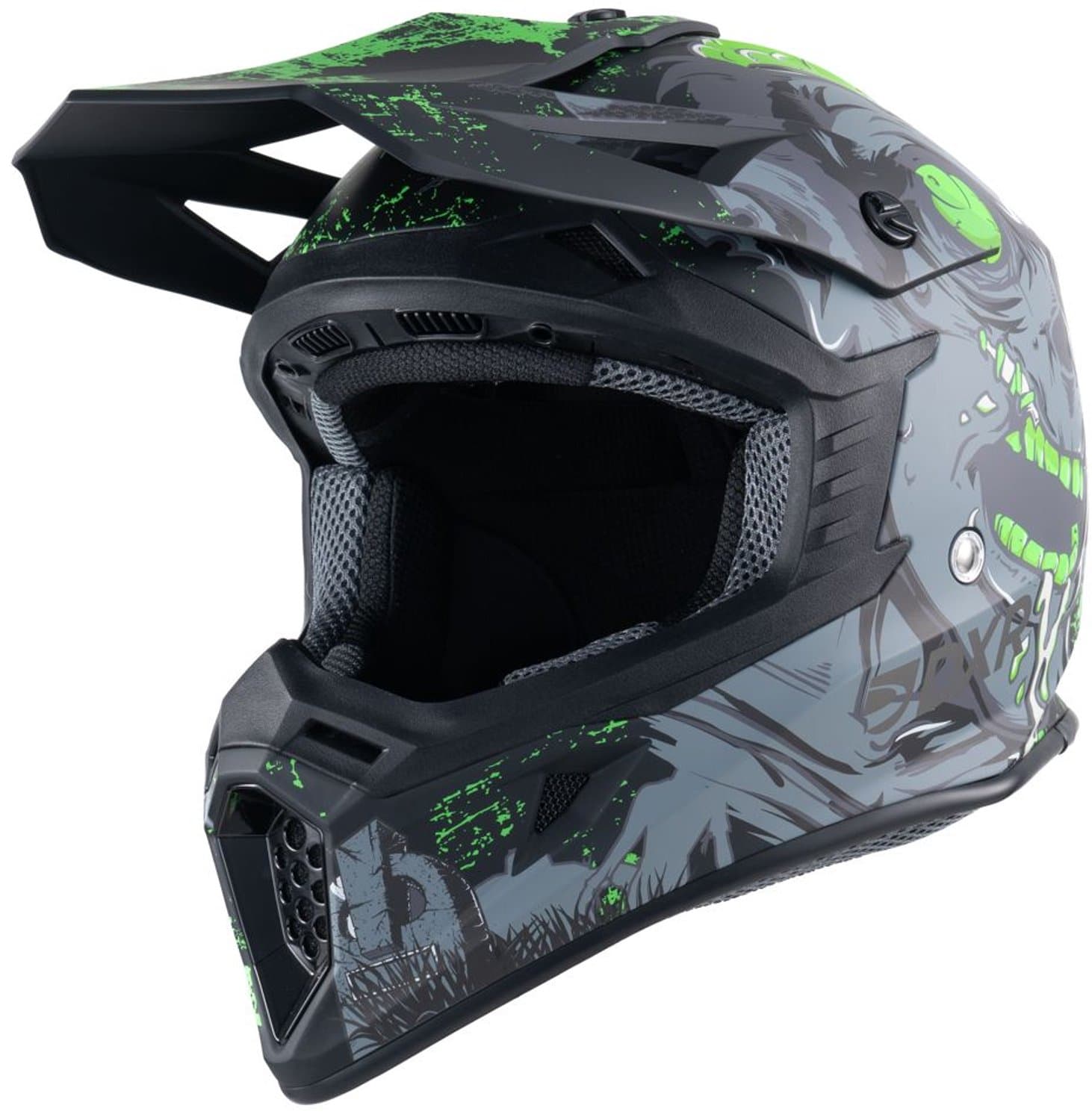 MOTOBLOUZ SKUD NEGAN Crosshelm - ECE 22.06 Goedgekeurd - Helm voor Motor, Scooter, Brommer - Motor Crosshelm - Zwart Groen - L