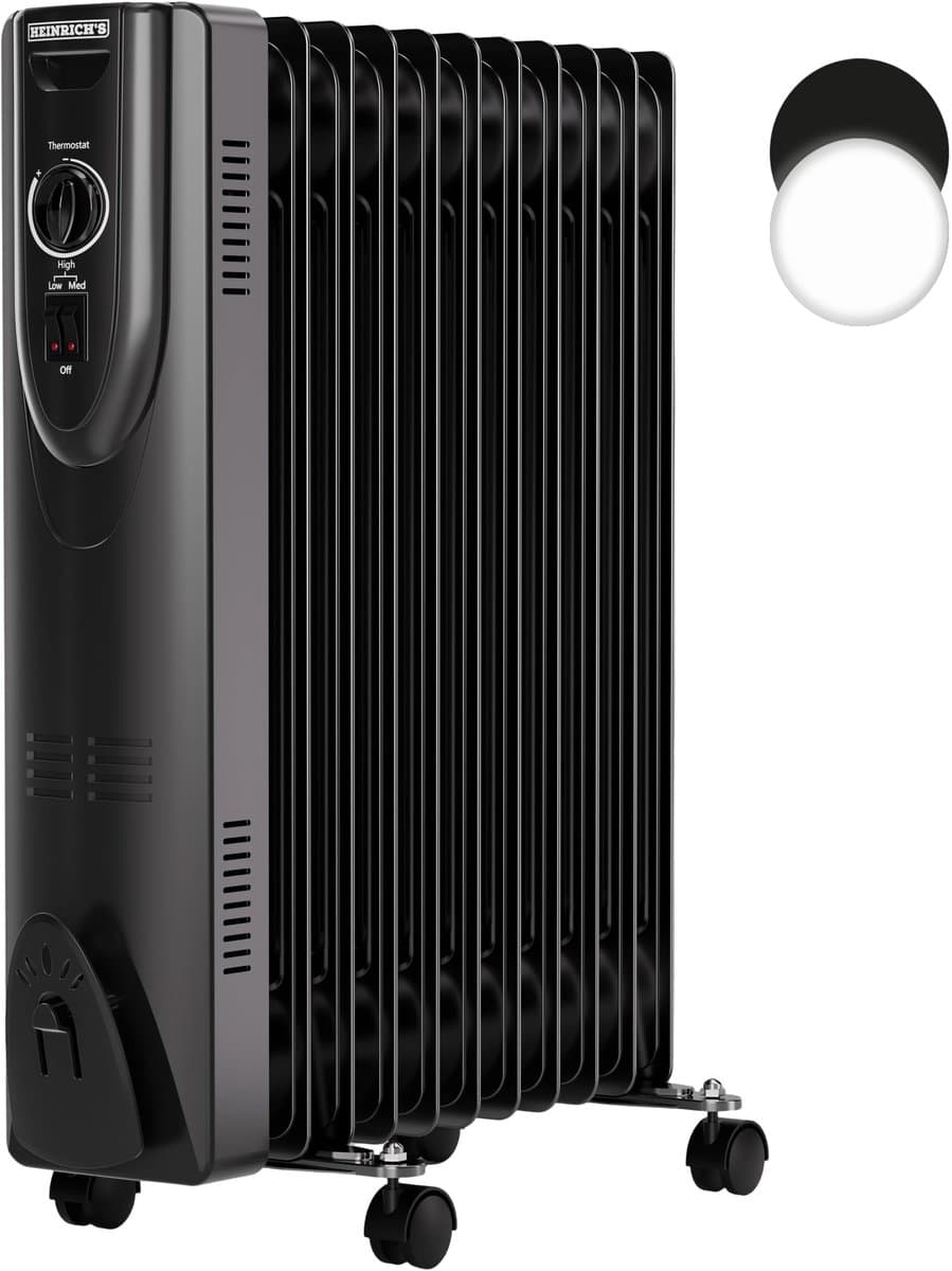 Heinrich’s HOR 8701 olieradiator - 11 ribben - 2500 W - met handdoekenhouder - zwart