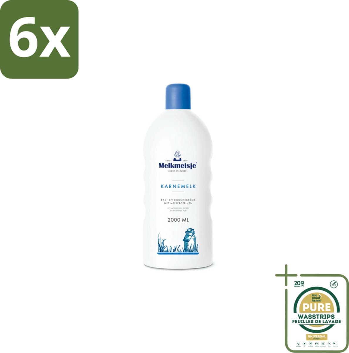 Melkmeisje Bad en Douche Crème Karnemelk 2000 ml - Voordeelverpakking - 6 stuks - Karnemelk - Verzorging