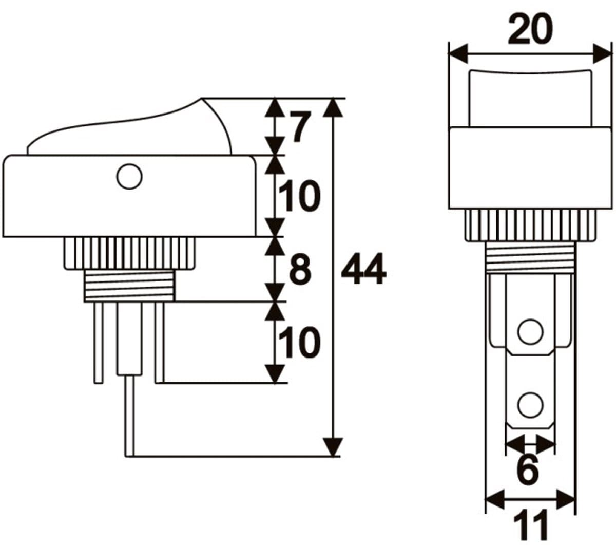 5x Verlichte Wipschakelaar SPST ON-OFF - Rocker Switch 12V DC 20A - Inbouw Schakelaar Met Groene LED Indicatie Voor Voertuigen En Bedieningspanelen - Montagegat 12,5mm - Aansluitingen 6,3mm - Verkoopeenheid 5 Stuks [09047ZO]