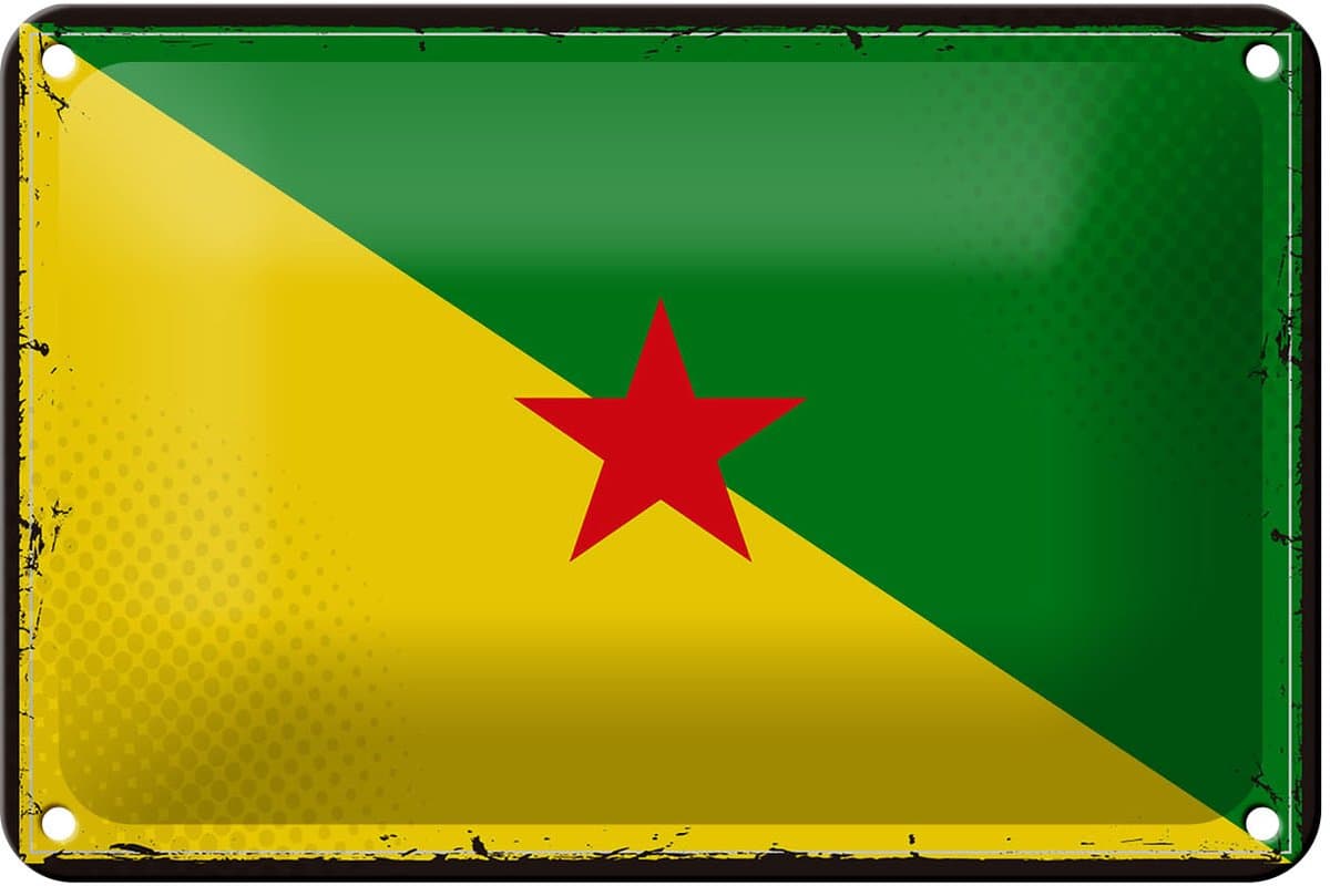 Blechschild Flagge Französisch-Guayanas 18x12cm Retro Flag Dekoration