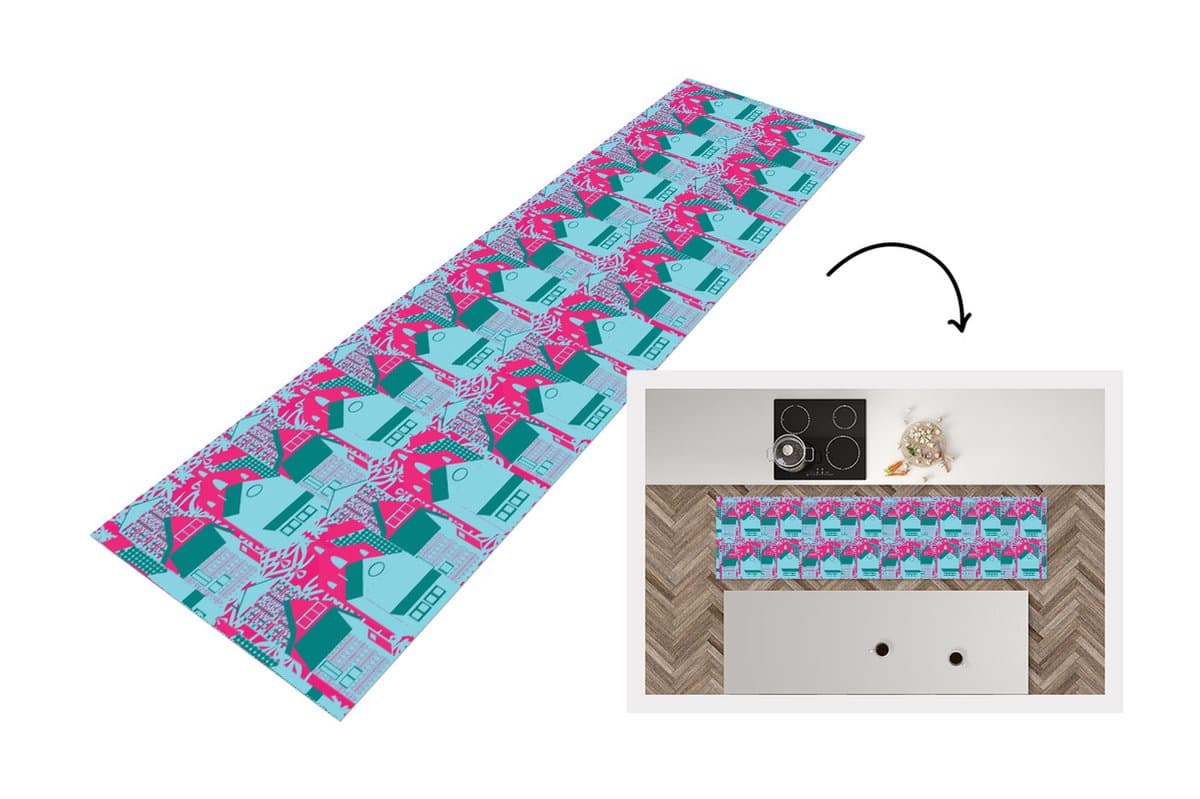Keukenloper - Loper keuken - Patronen - Abstract - Huis - 240x60 cm - Keukenloper vinyl