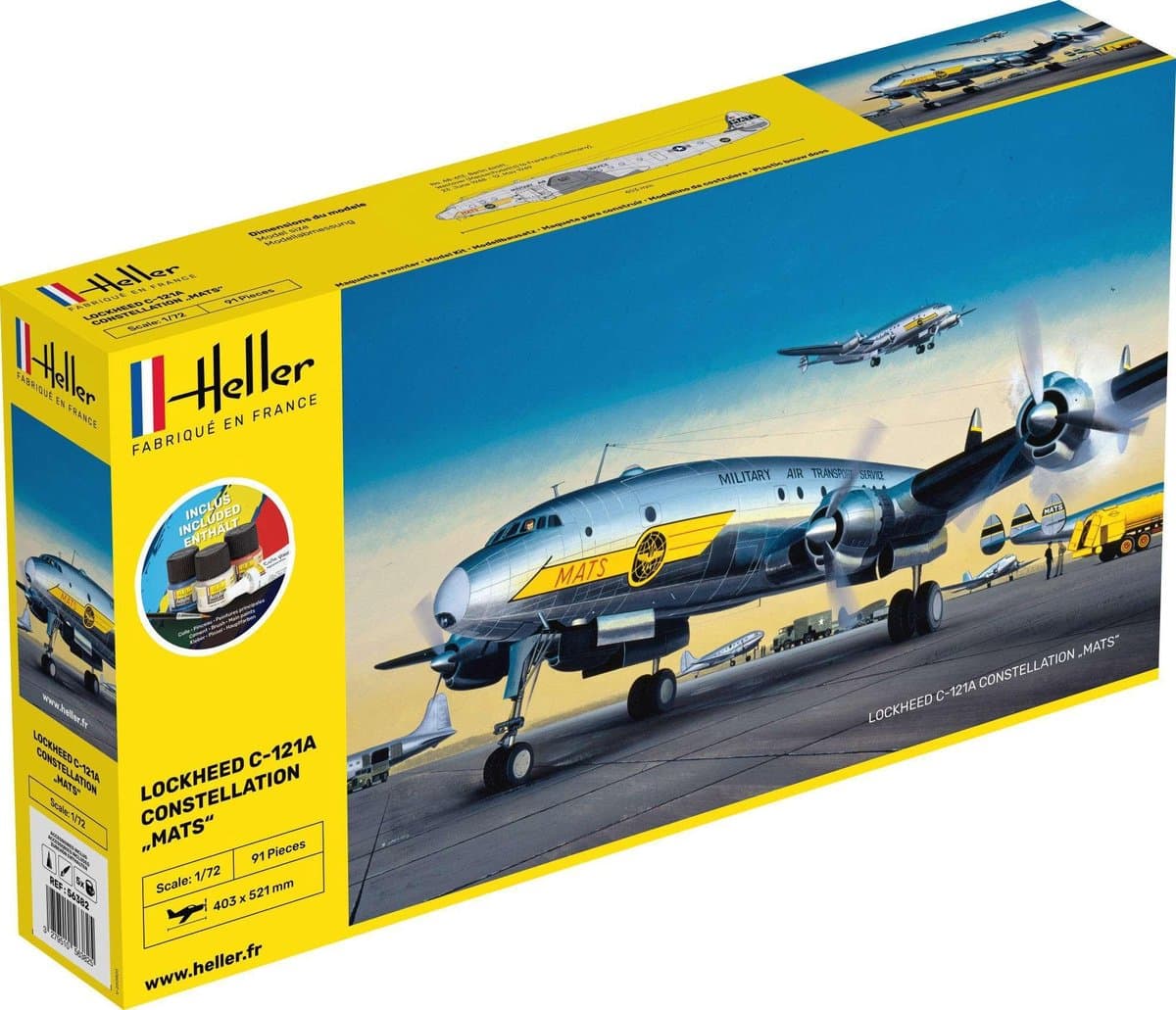 Heller Modelbouwpakket Militaire voertuigen - 56382 C-121A constellation -MATS- - Starter Kit Plastic - 1:72 - Modelbouw