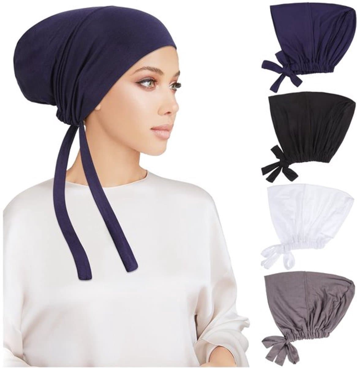 Dailygoody - Dames Undercap - Hijab Ondersjaal - Verstelbare Muts - Effen Kleur