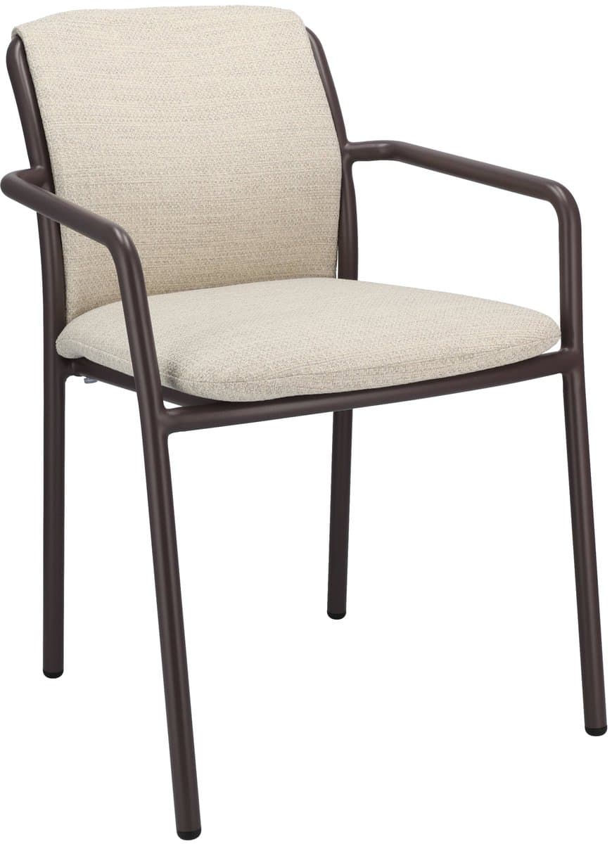 Icon Living - Outdoor Armstoel Flo Olefin Mh-1492 Naturel Aluminium Frame Powder Coated Brown
