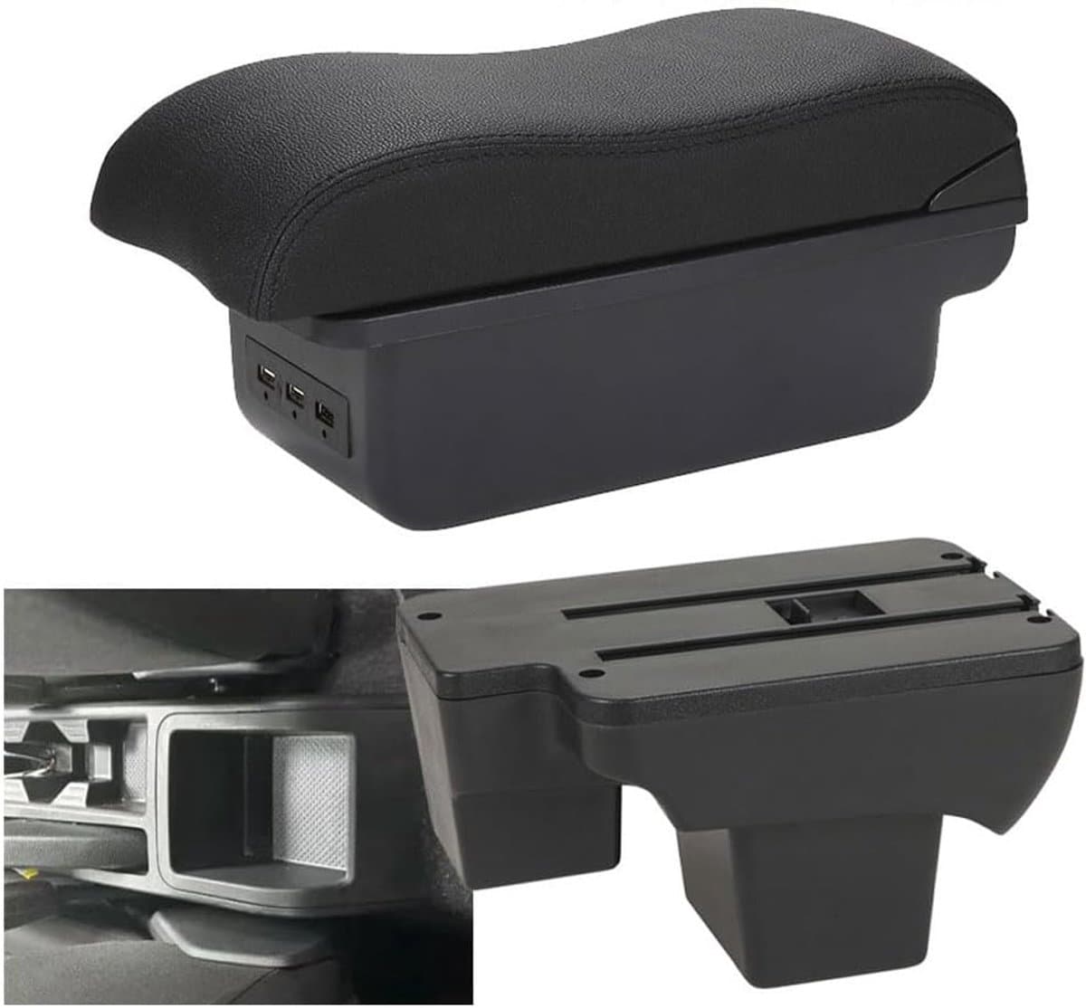 Armsteun Opbergdoos - Middenconsole Organizer - Comfortabel Rijden - Dubbellaags Met USB - 51 x 28 x 19 cm
