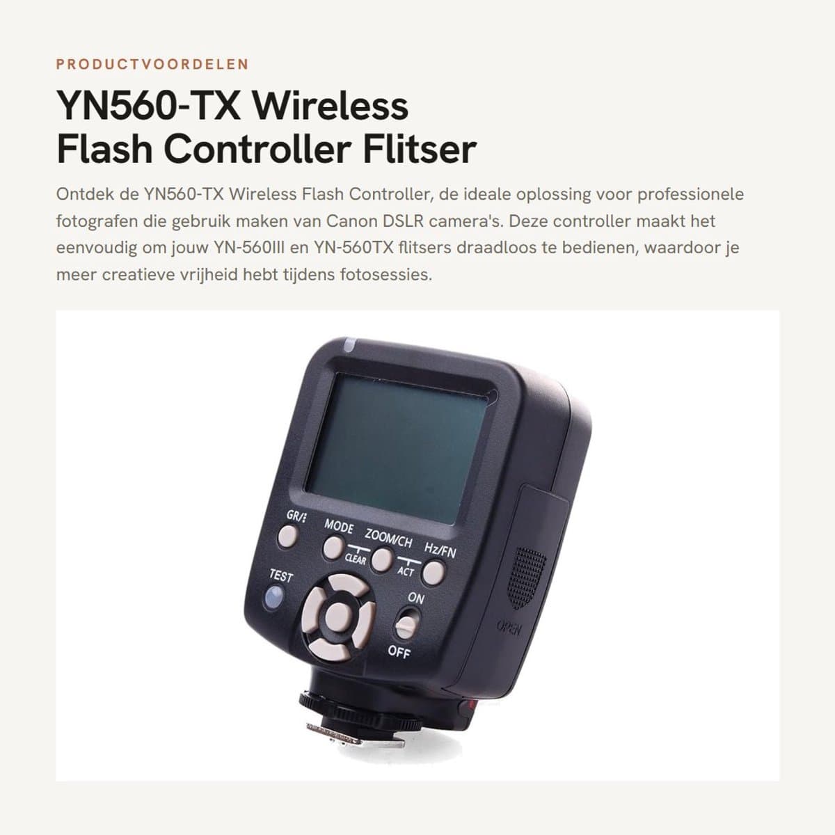 Dailygoods - YN560-TX Wireless Flash Controller - Flitser Commandant - Draagbaar - Professionele Fotografie - Gebr...