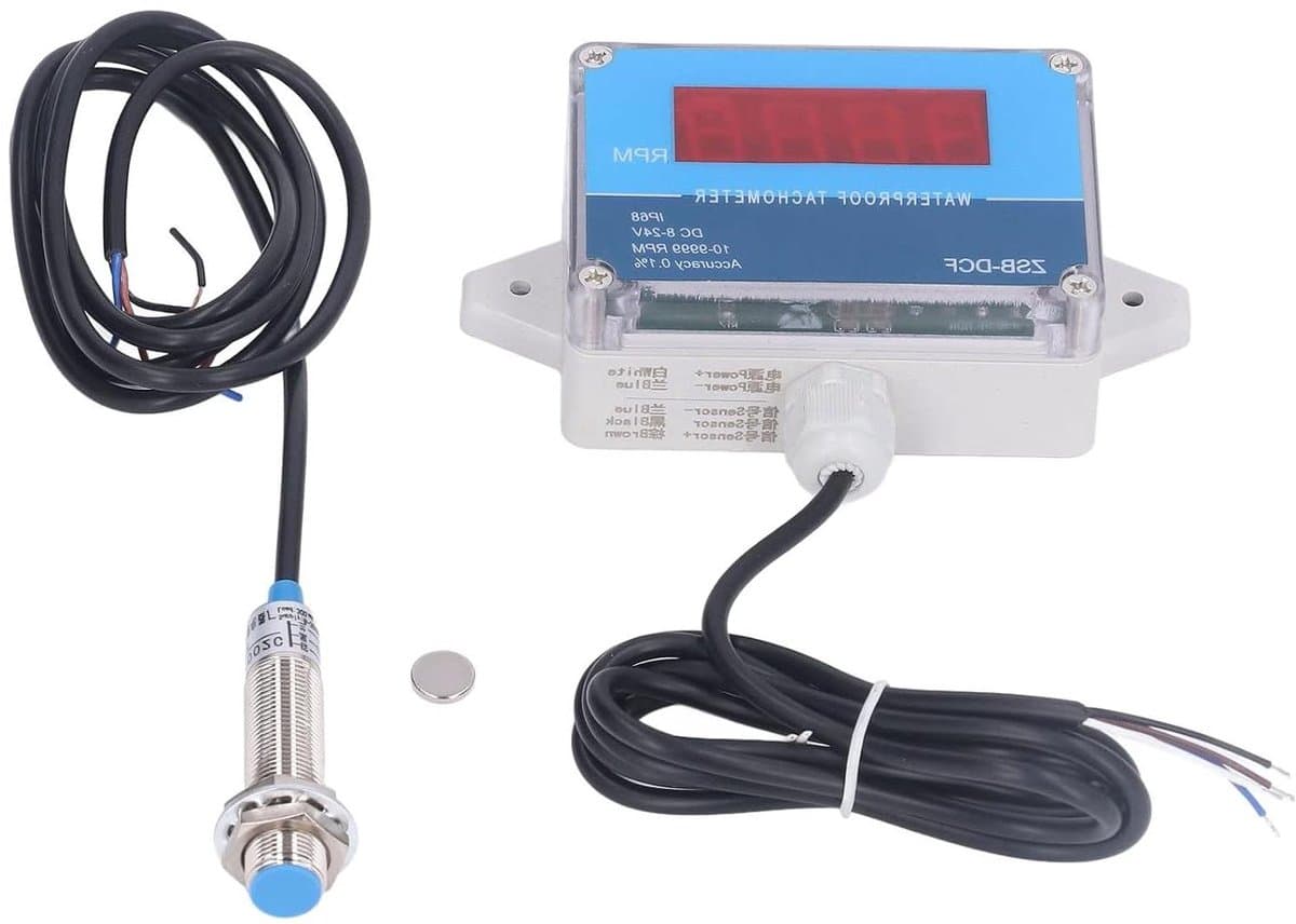 Digitale Toerenteller - Motor Toerenteller Snelheidsmeter - Machine Monitoring - IP68 Waterdicht - DC 8V-24V - Rood Display