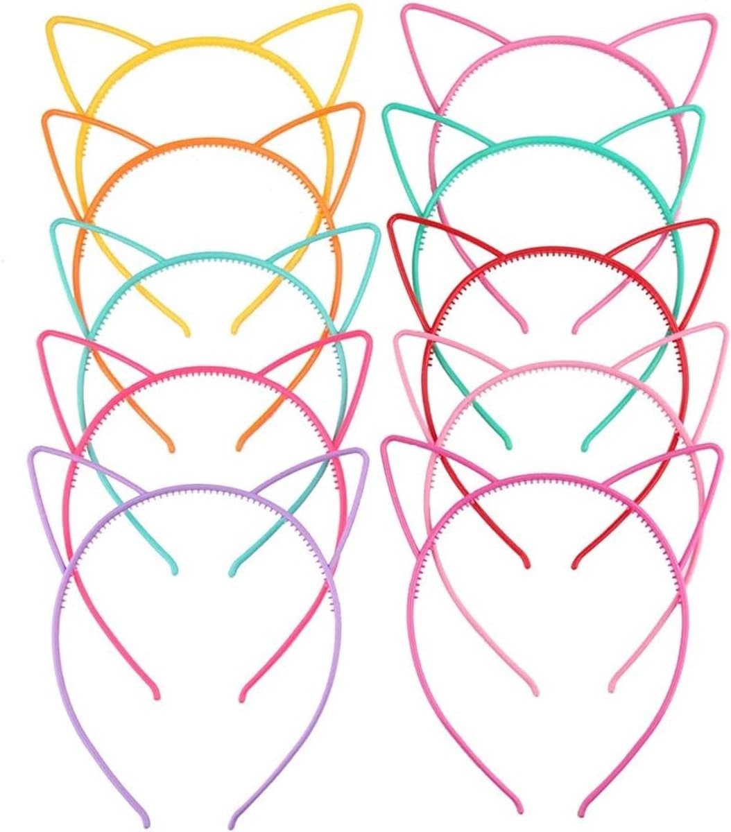 Kattenoortjes Haarband in 10 Kleuren - Plastic Haarband voor Feestjes en Cosplay voor Vrouwen en Meisjes