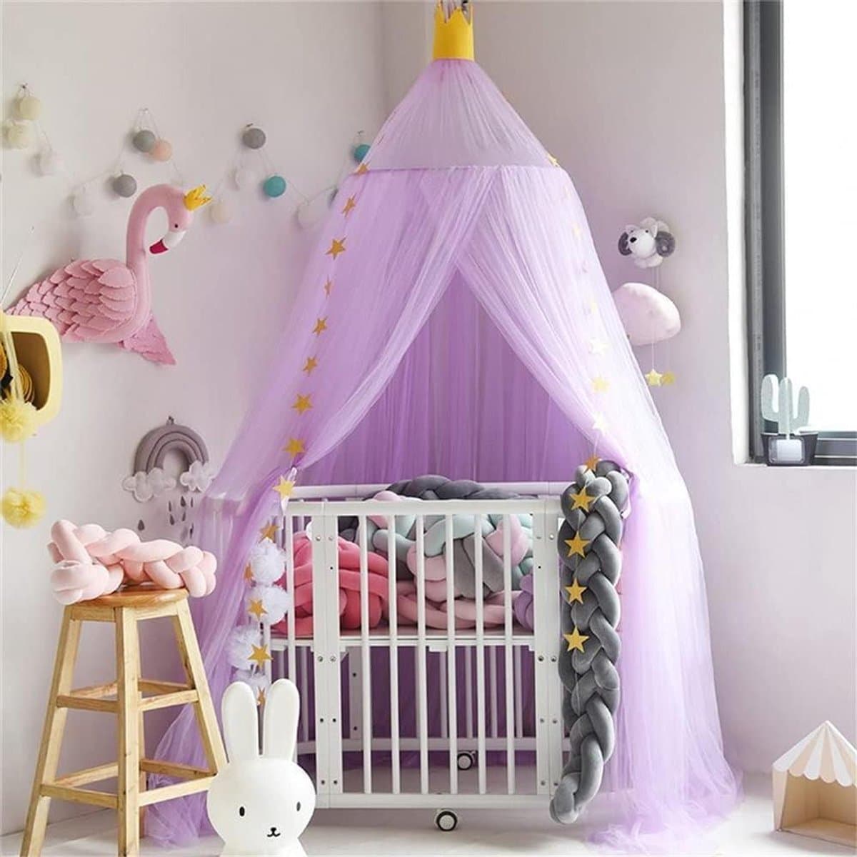 Kinder Klamboe Net - Muggennet Baby - Bescherming Slaap - Licht Ademend Mesh - 240 cm Hoog - Wit