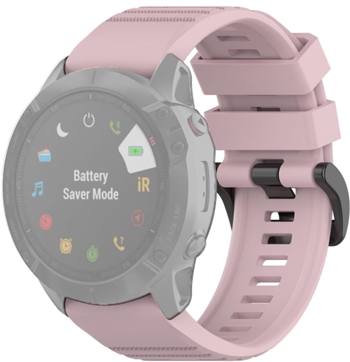 Voor Garmin Fenix 6X 26 mm Quick Release officiÃ«le textuur polsband horlogeband met plastic knop (roze roze)