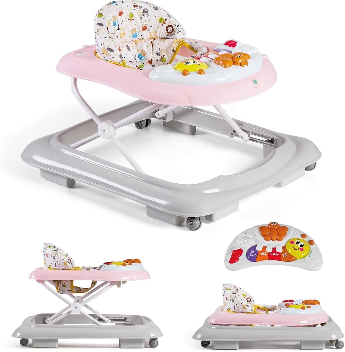 Verstelbare Looptrainer met Interactief Speelblad en Antikantelsysteem voor Baby's +6 maanden