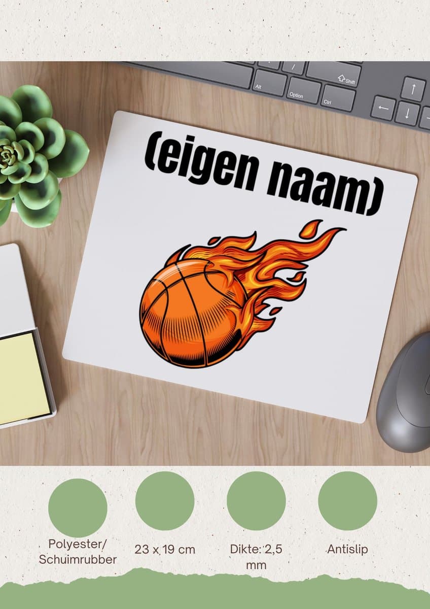 Akyol - basketbal vuur met eigen naam Muismat - Basketbal - iemand die op basketbal zit - sport - verjaardag cadeau - kado - bal - wedstrijdsport - 23 bij 19 cm