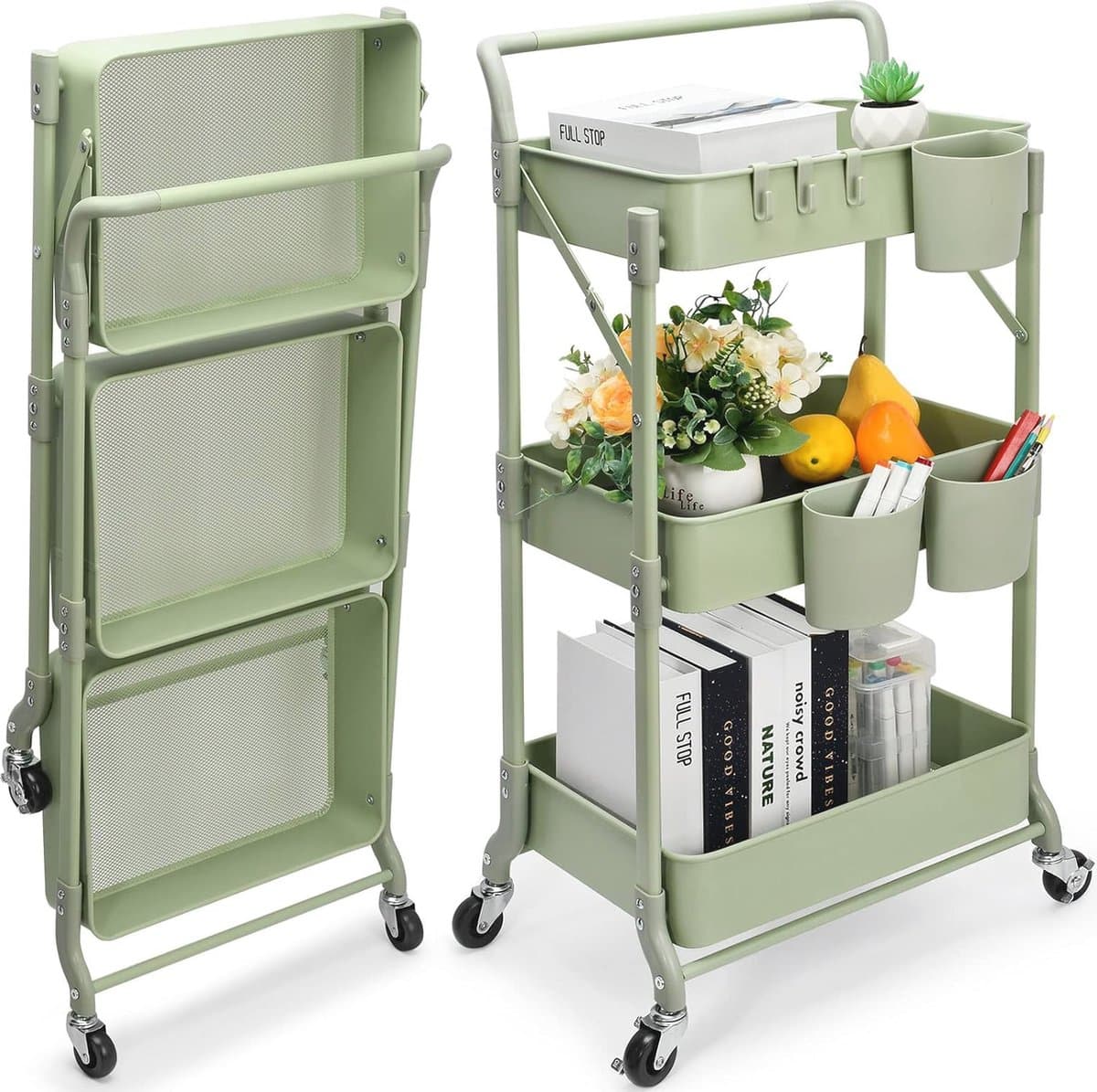Opvouwbare Keukenwagen - Multifunctionele Serveertrolley voor Keuken, Badkamer en Kantoor - Ruimtebesparend en Draagbaar