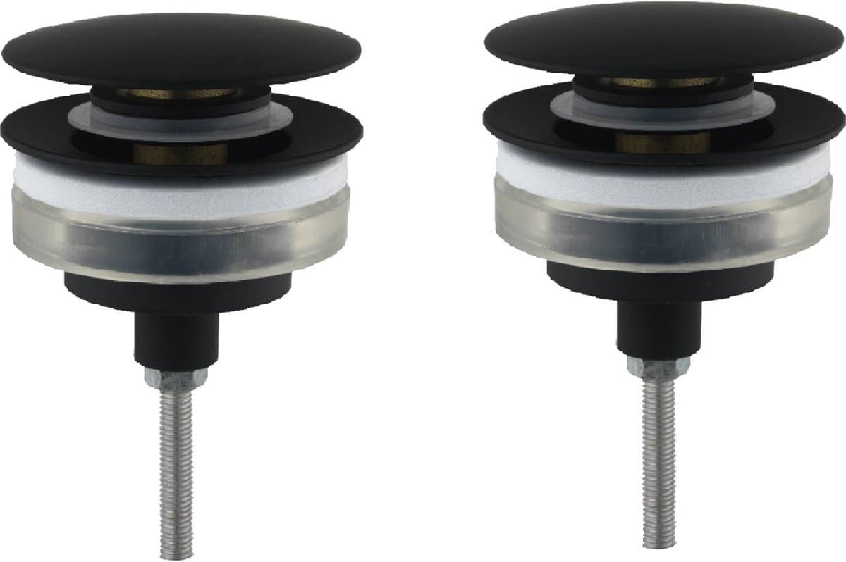 Ben Push Open afsluitbare wastafelplug 2 stuks t.b.v. MSNX2 mat zwart