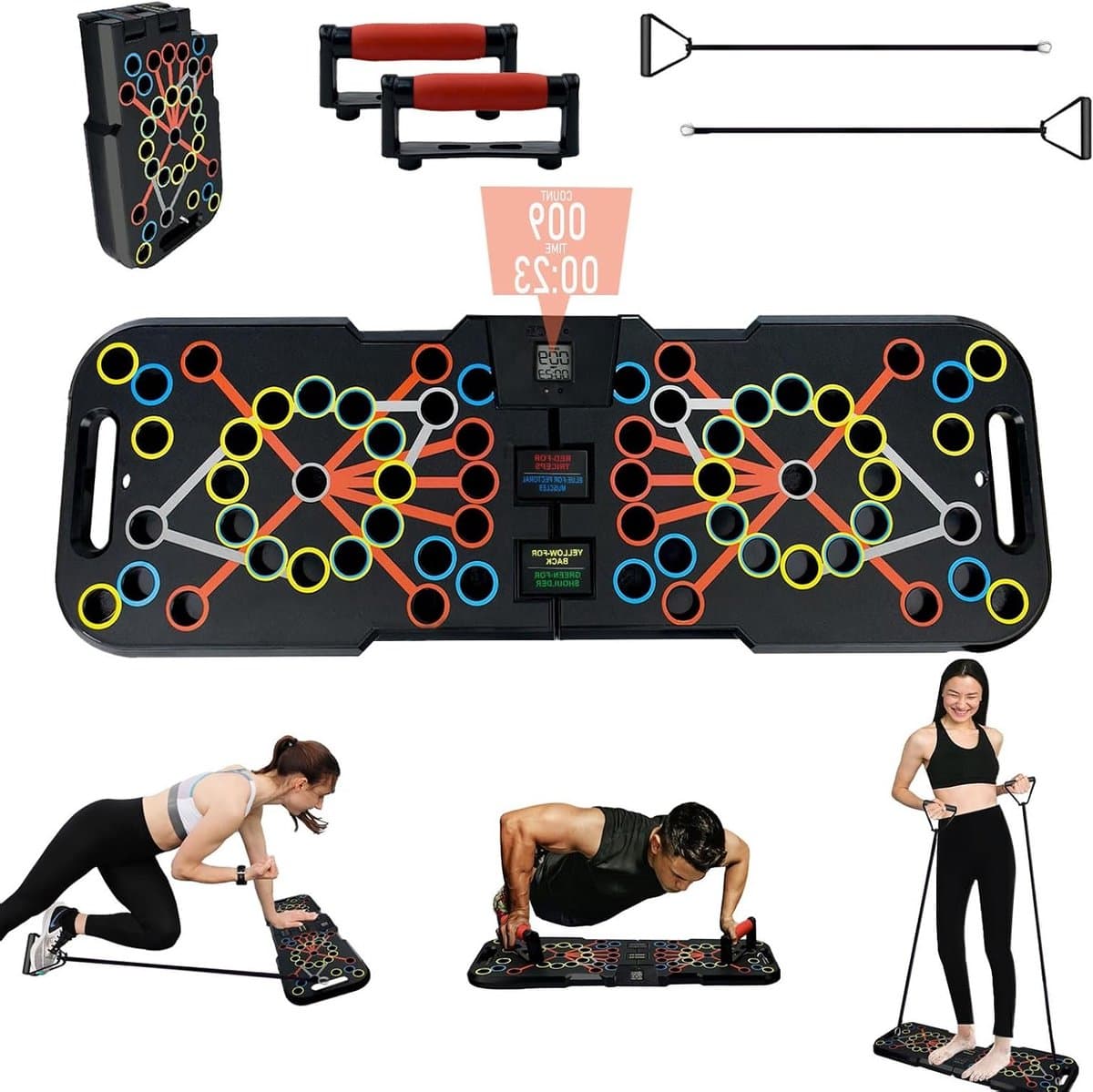 Dumbbell Board met 41 Functies, Intelligente Telling en Weerstandsbanden voor Spiertraining in de Sportschool
