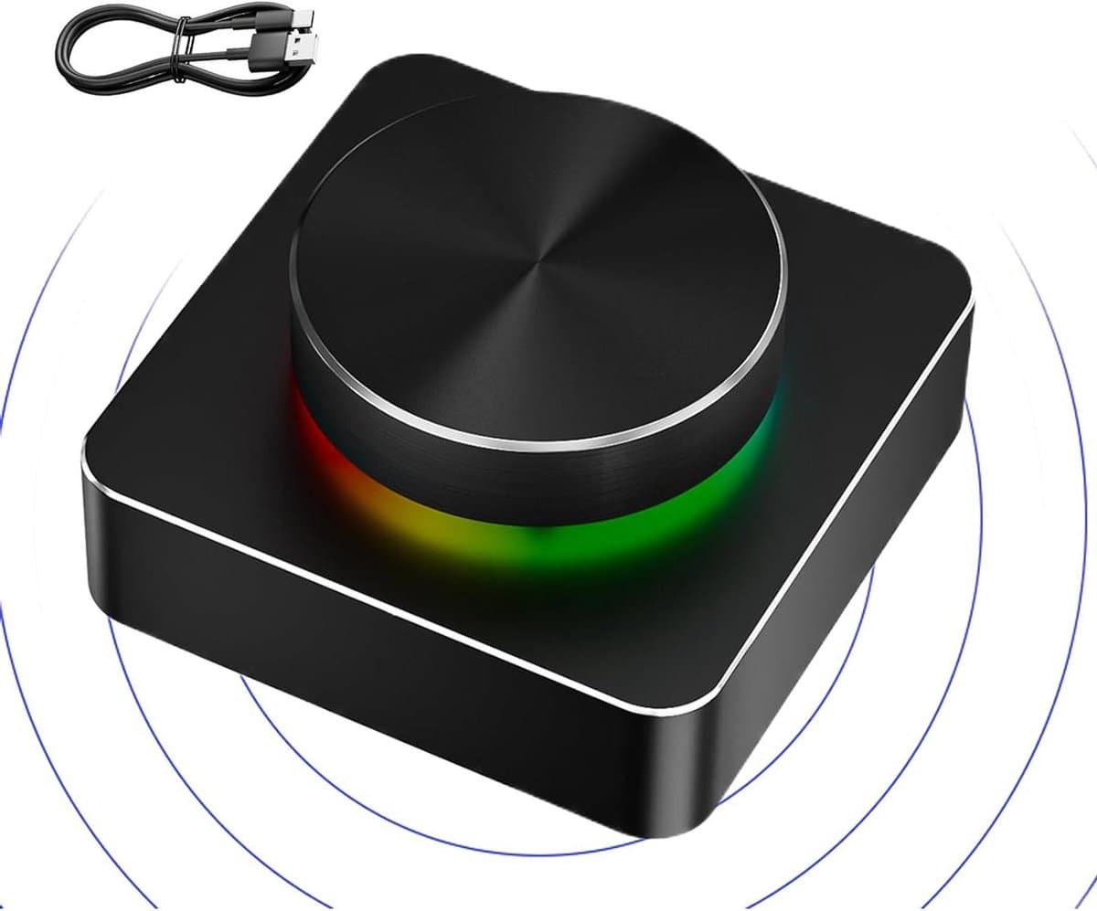 Externe volumeregelaar - Audio controller - Muziek bedienen - Draadloze RGB-verlichting - 5 x 9 x 5 cm - Zwart