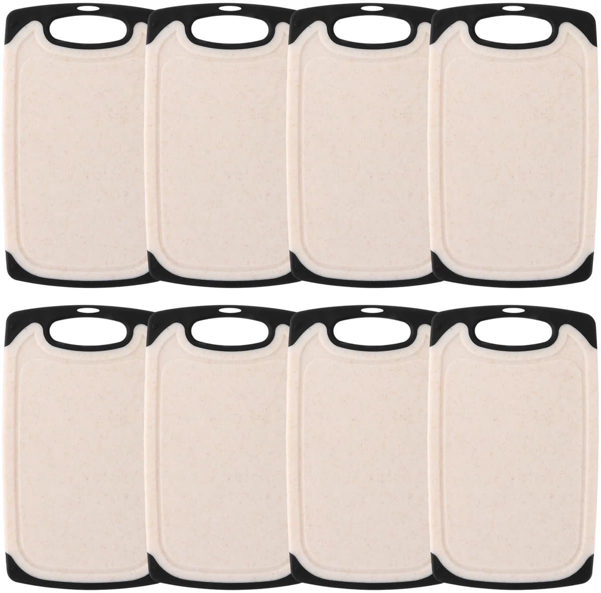 Dailygoods- Ontbijtplankje Set van 8 - Kunststof 25 x 15 cm - Antislip - BPA-vrij - Vaatwasmachinebestendig - Snijplankenset - Snijplank