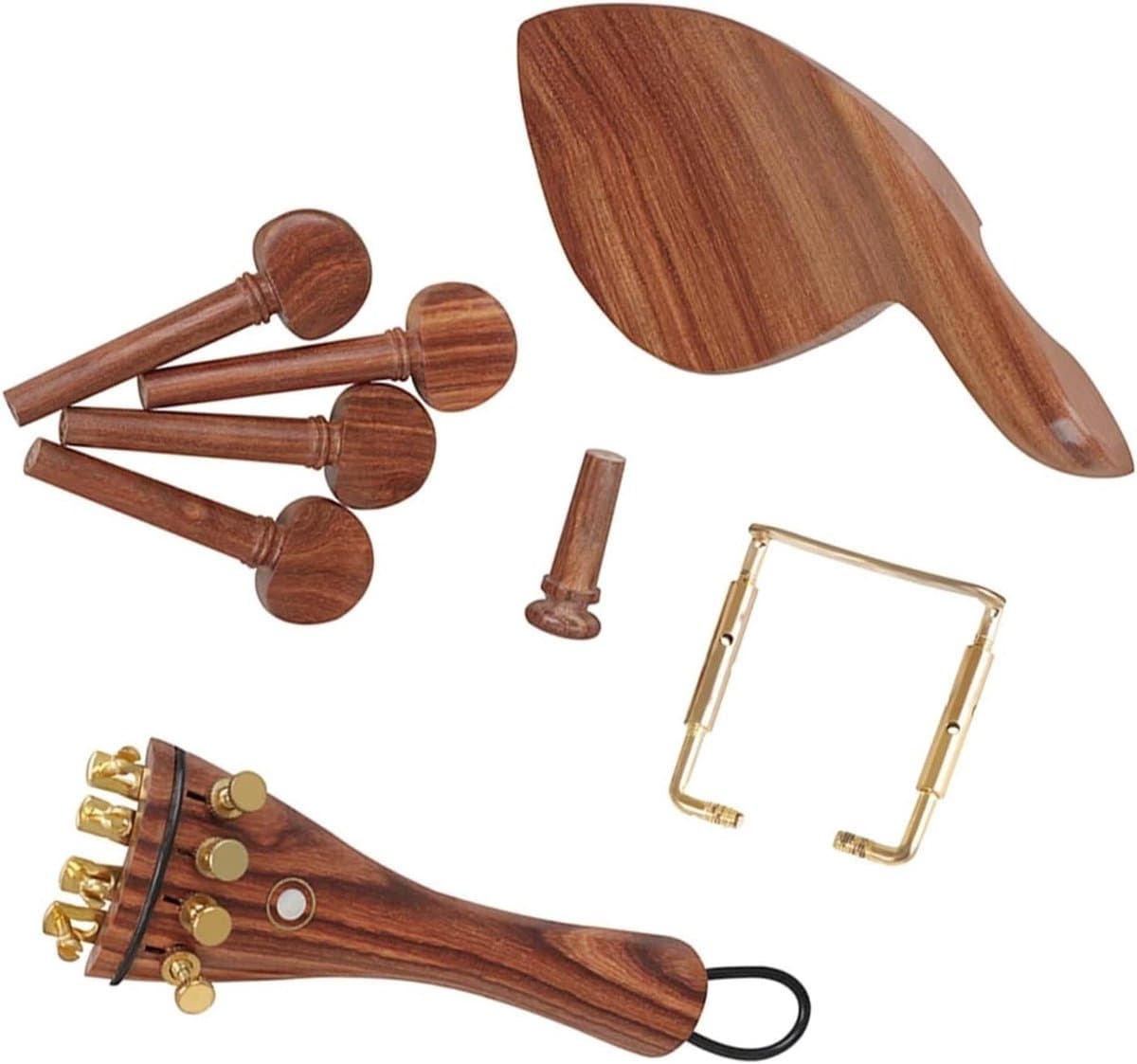 Viool Accessoires Set - Strijkinstrument Onderdelen - Muziek Maken - Natuurlijk Jujube Hout - 4/4 Maat - Natuurlijk Hout