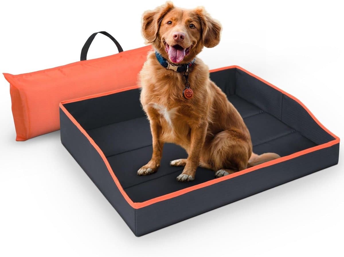 Opvouwbaar Huisdierbed voor Kleine Honden en Katten - 80 x 60 cm - Draagbaar Reisbed - Stevig Frame - Oranje