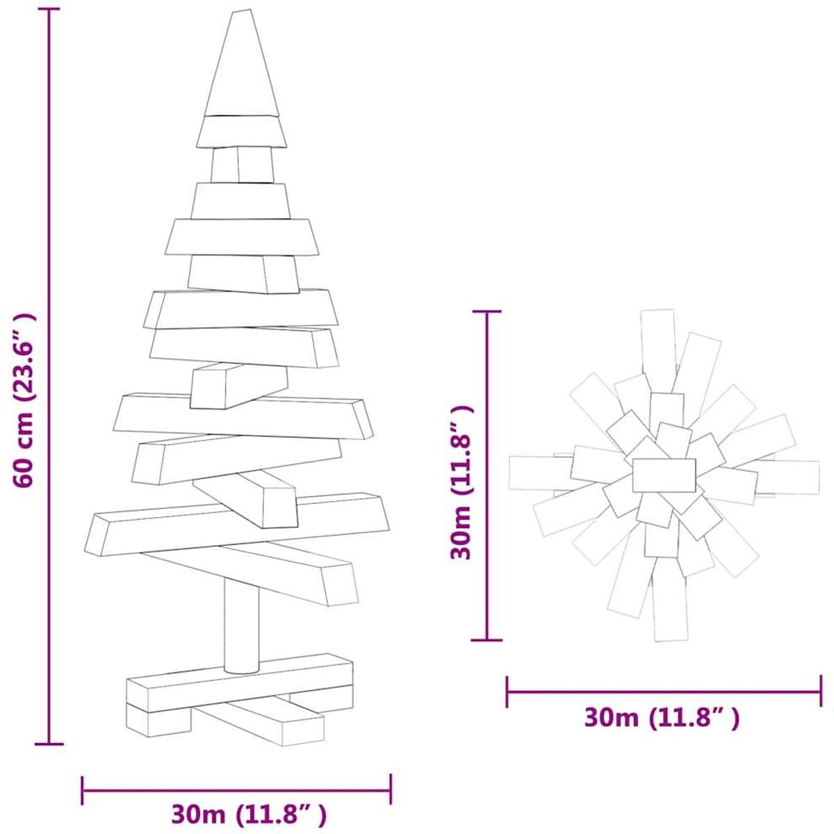 vidaXL - Kerstbomen - met - standaard - Naturel - 60 - cm - Massief - grenenhout