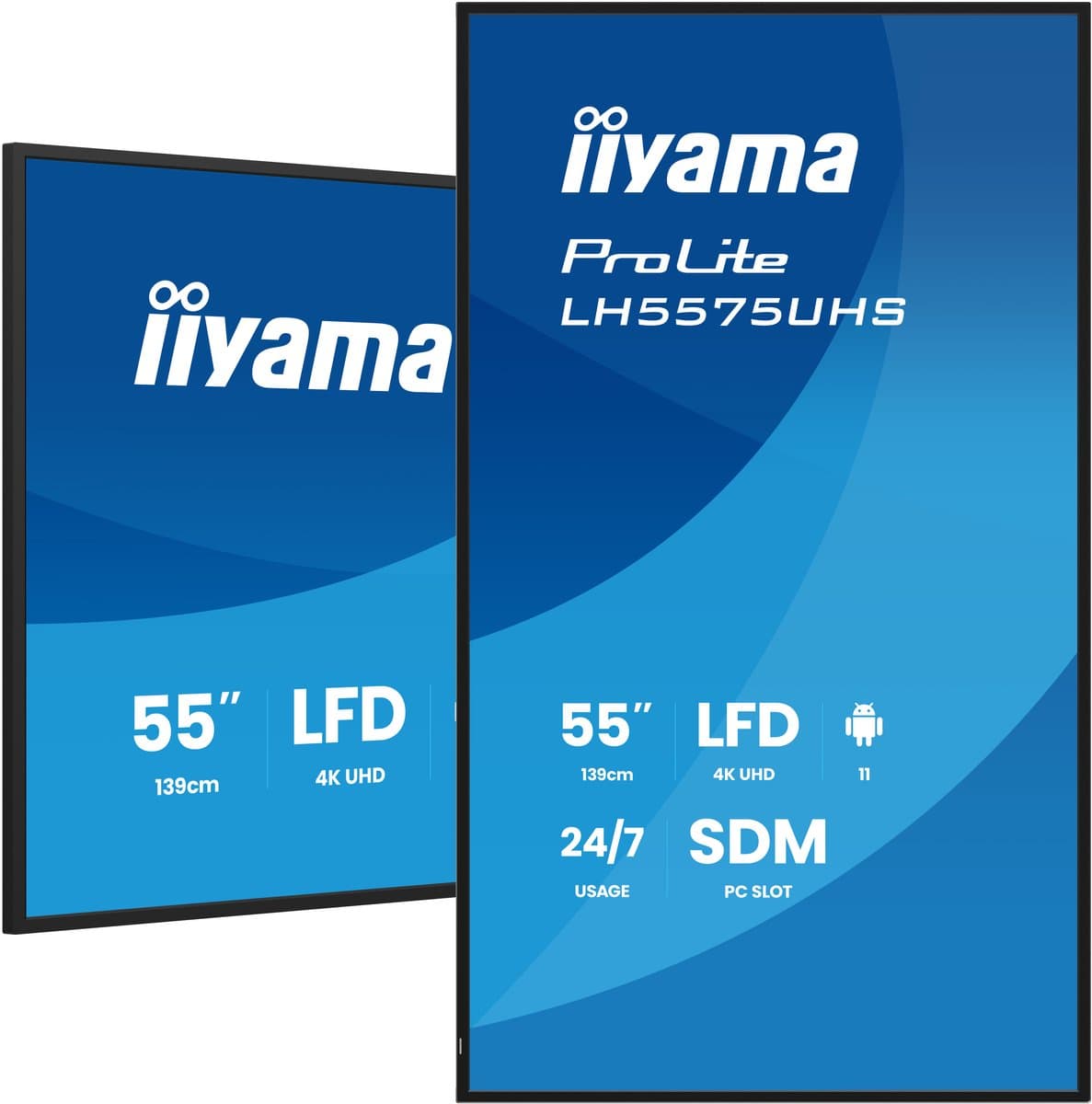 iiyama LH5575UHS-B2AG 138,7 cm 4K UHD professioneel digitaal signage display met Android OS, FailOver en Intel SDM-slot, 24/7, 500 cd/m², zwart