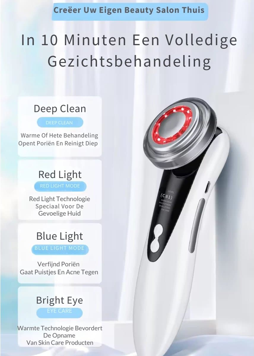 Zennova Multifunctioneel Huidverjongingsapparaat- USB-Oplaadbaar- Verminderen van Acne, Lijnen, Rimpels - All in 1 Home Spa Beauty Salon