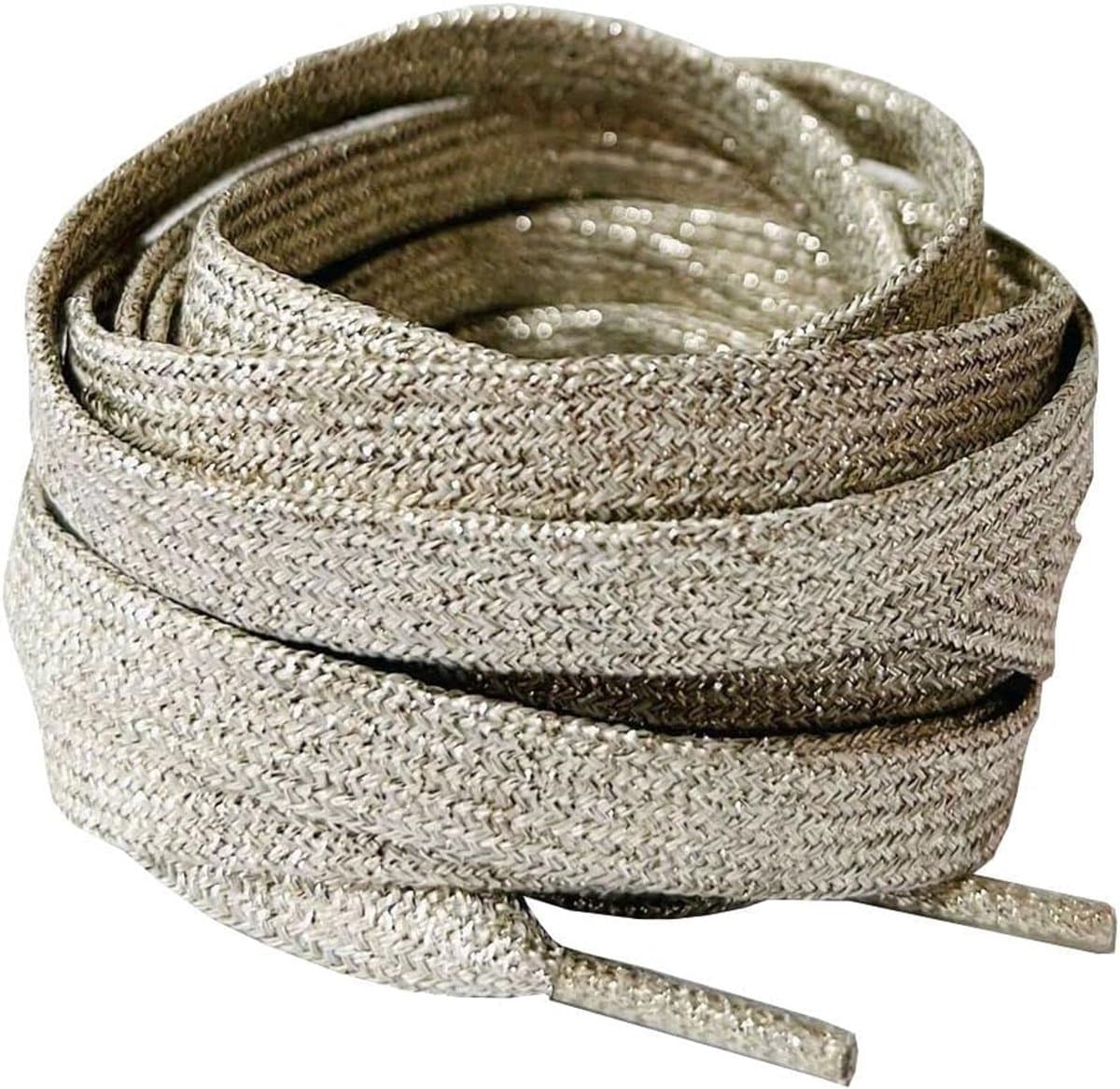 2 paar - 9-10 mm brede platte glitterveters [van verbeterd materiaal] scheurvaste glanzende schoenveters, laarsveters met metallic glans