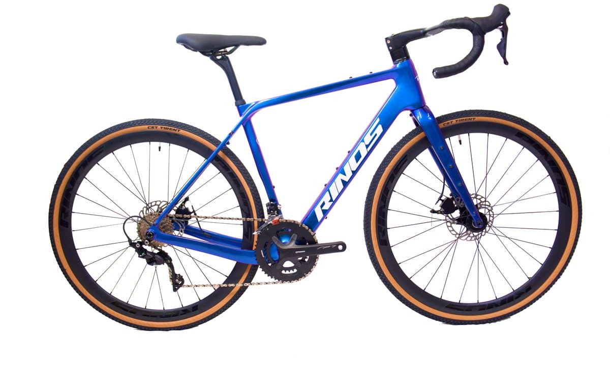Rinos Sandman 3.0 Carbon - Gravel Fiets - Gravel Bike met SHIMANO 105 ST-R7000 - 22 versnellingen en schijfremmen - lichte fiets voor dames en heren - 700 x 40C - Kameleon Blauw Paars M-54