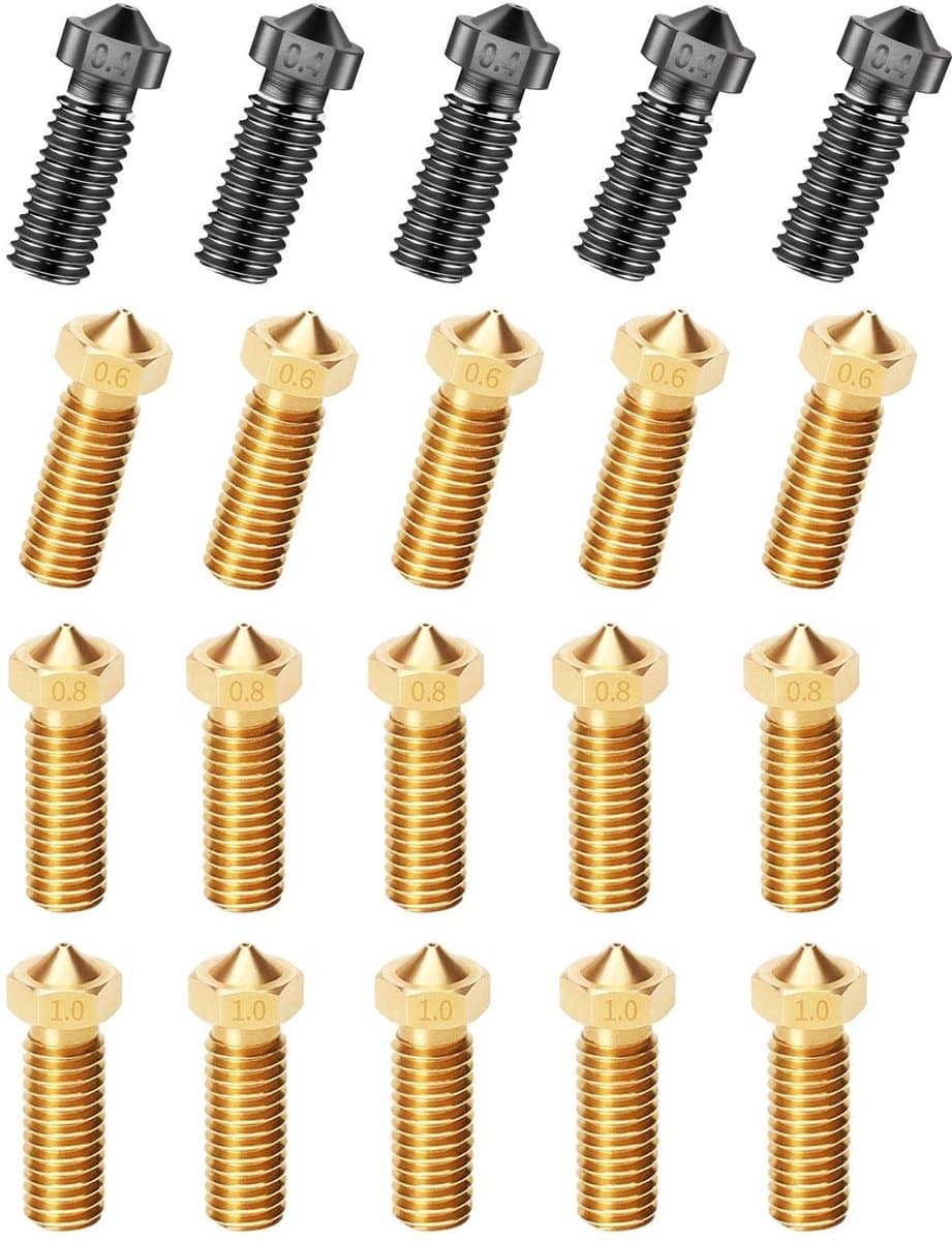 Dailygoods- Düse 20 Stuks - Gehard Staal - M6 - 0,4MM/0,6MM/0,8MM/1,0MM - Druckkopf - Compatibel met 3D-Drucker - 3D-printerdüse