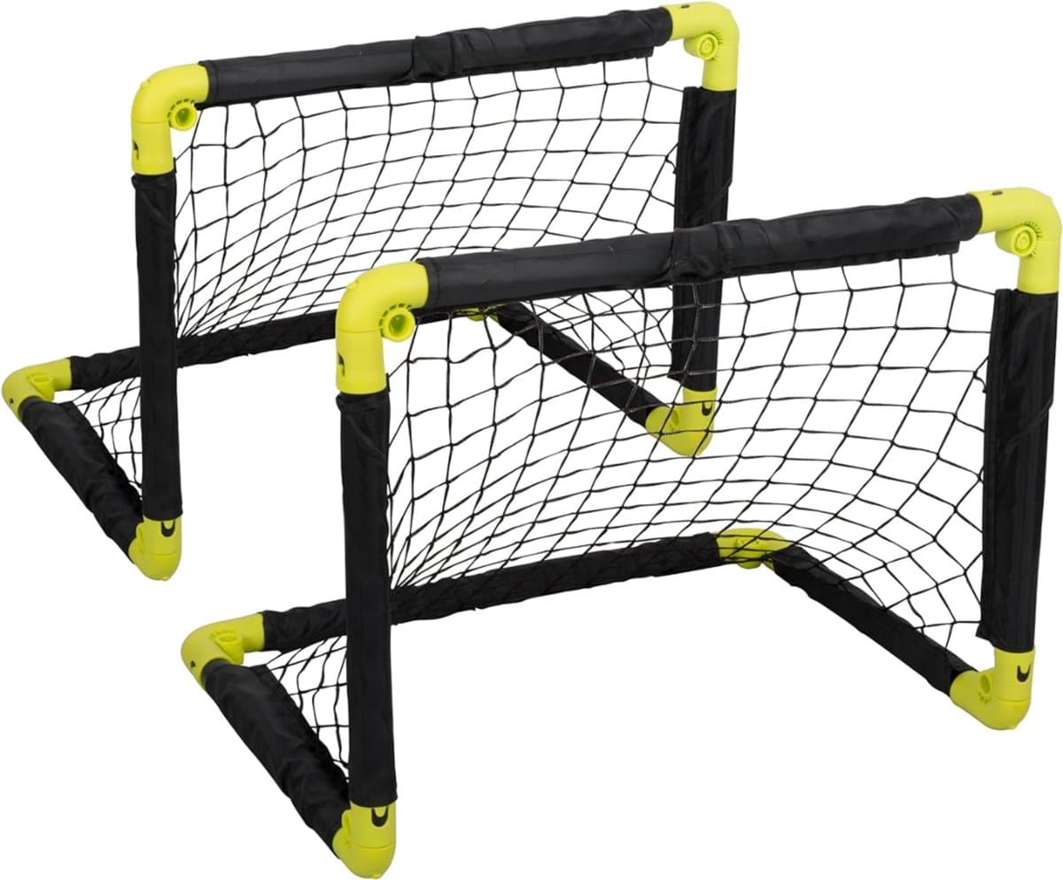 Allvia® Voetbaldoeltjes Set Van 2' - Voetbal - Voetbalgoal - Zwart/Geel - 50cm x 44cm x 44cm